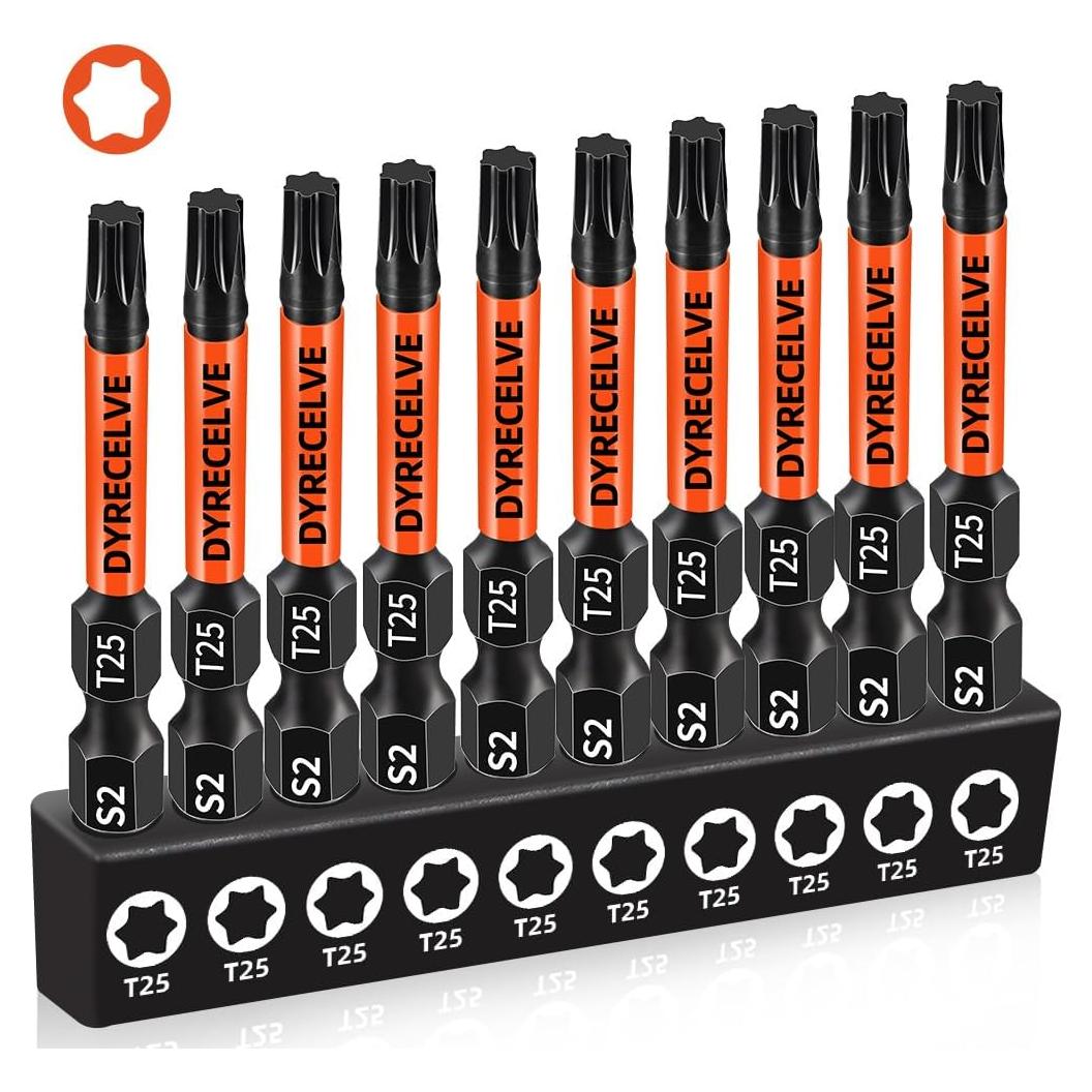 Juego de 10 Bits Torx T25 DYRECELVE 5,08 cm Magnéticos