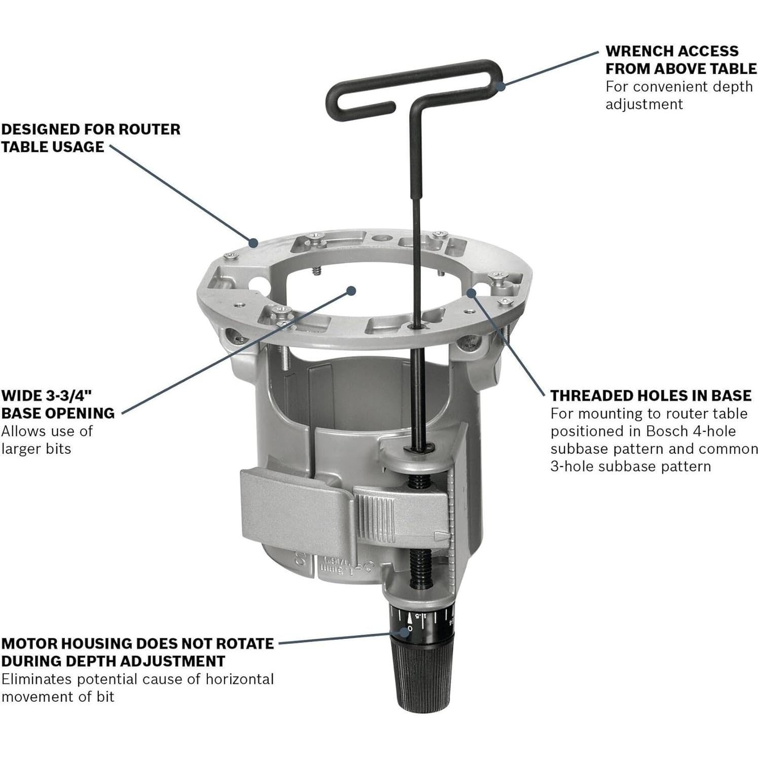 Base de Router Bajo Mesa Bosch RA1165 Ajustable 9.5 cm