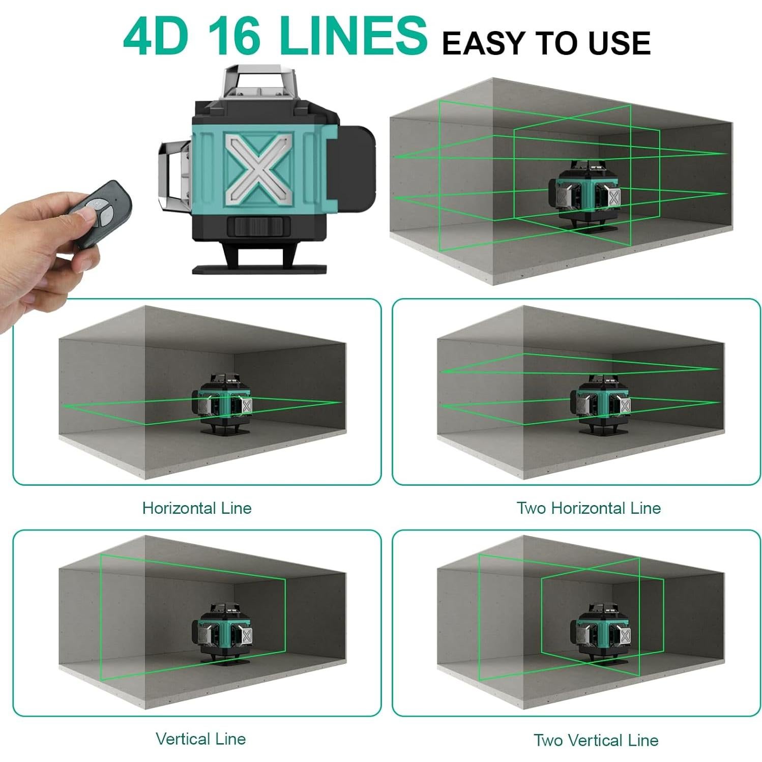 Nivel láser 4D ENRIPRT 16 líneas 360° con control remoto