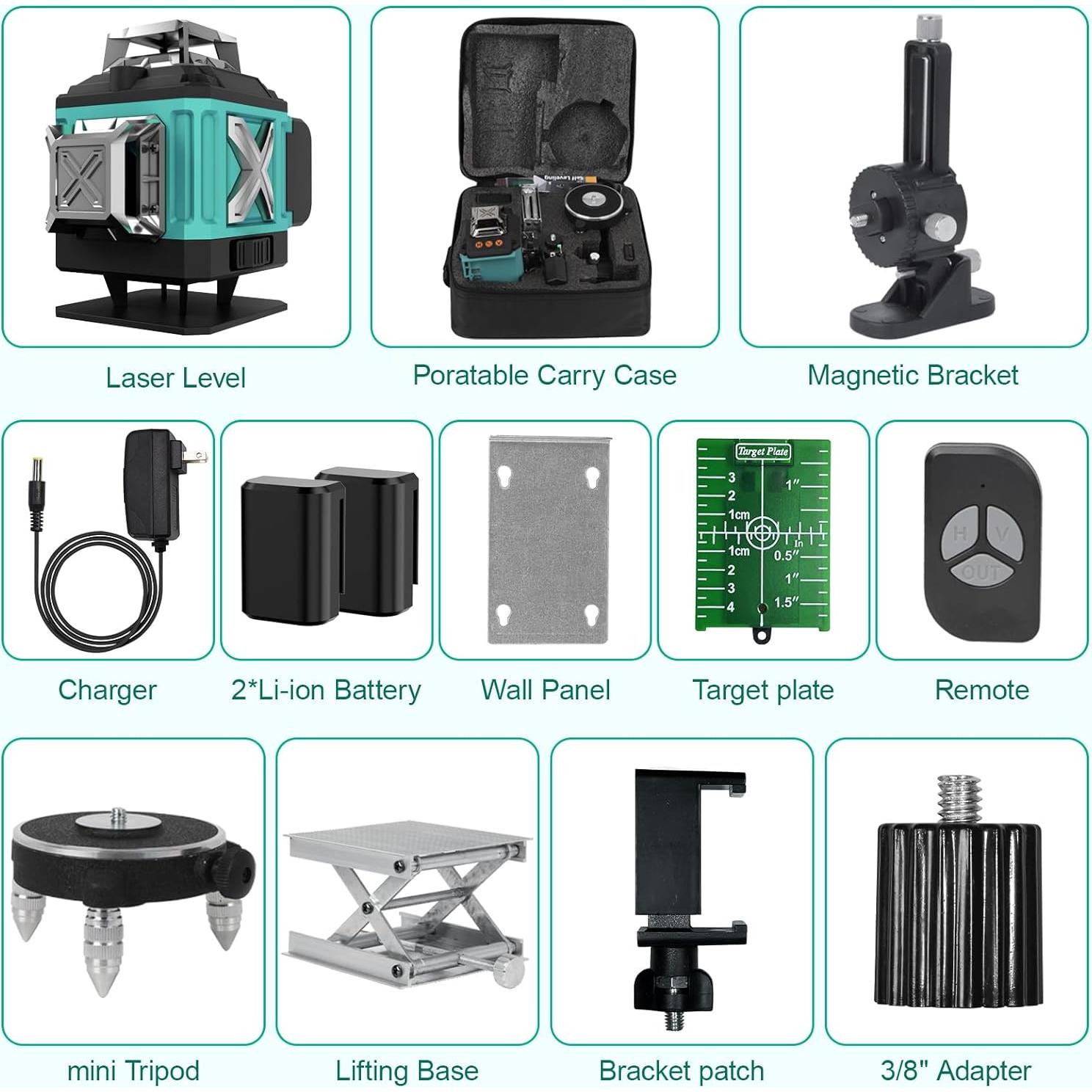 Nivel láser 4D ENRIPRT 16 líneas 360° con control remoto