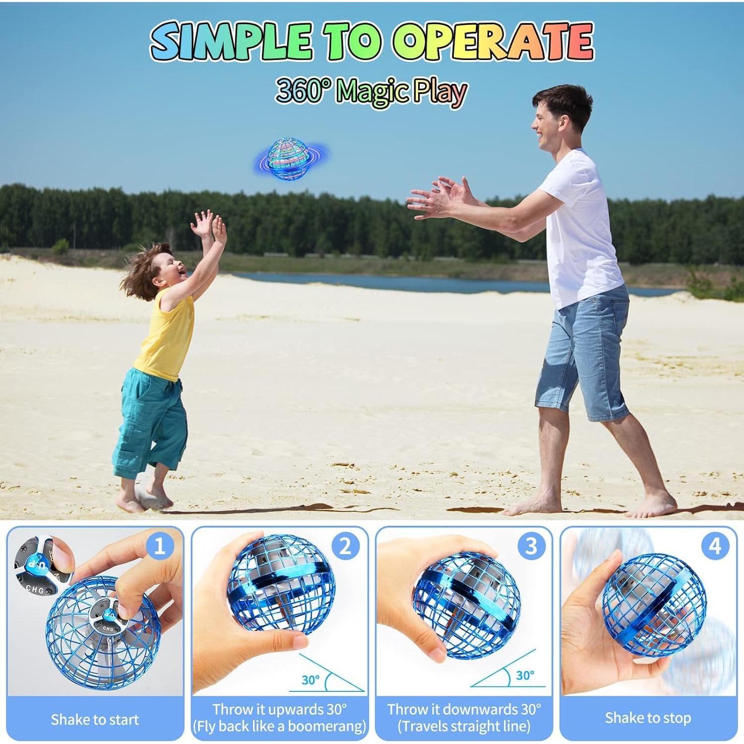 Bola Voladora Mini Drone Junywell Azul con Luces LED