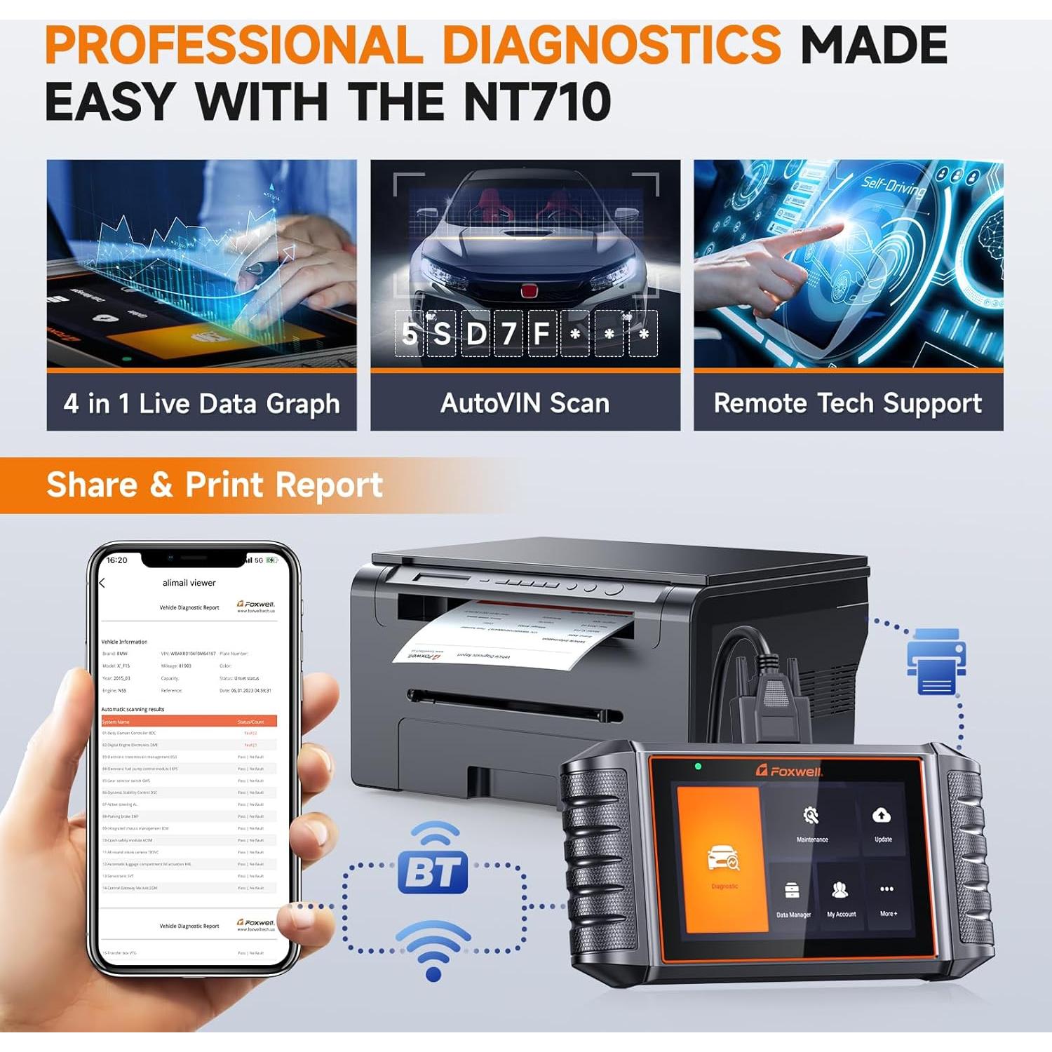 Escáner FOXWELL NT710 Diagnóstico Completo para Ford, Lincoln, Mercury