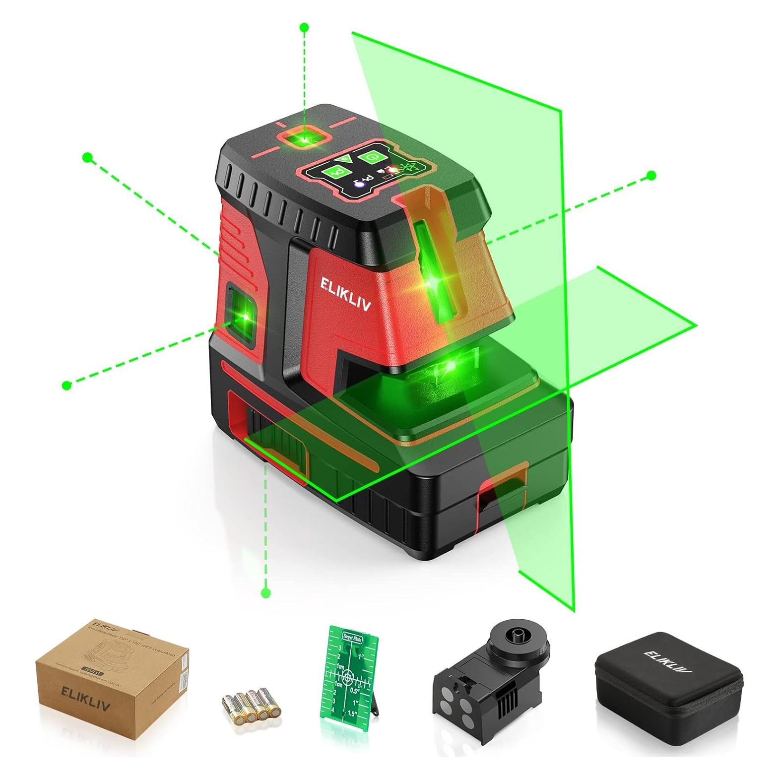 Nivel Láser Verde Elikliv 5 Puntos Autonivelante 60m