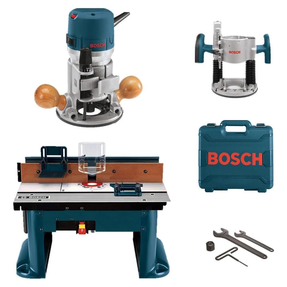 Router de Madera BOSCH 1617EVSPK con Mesa de Banco