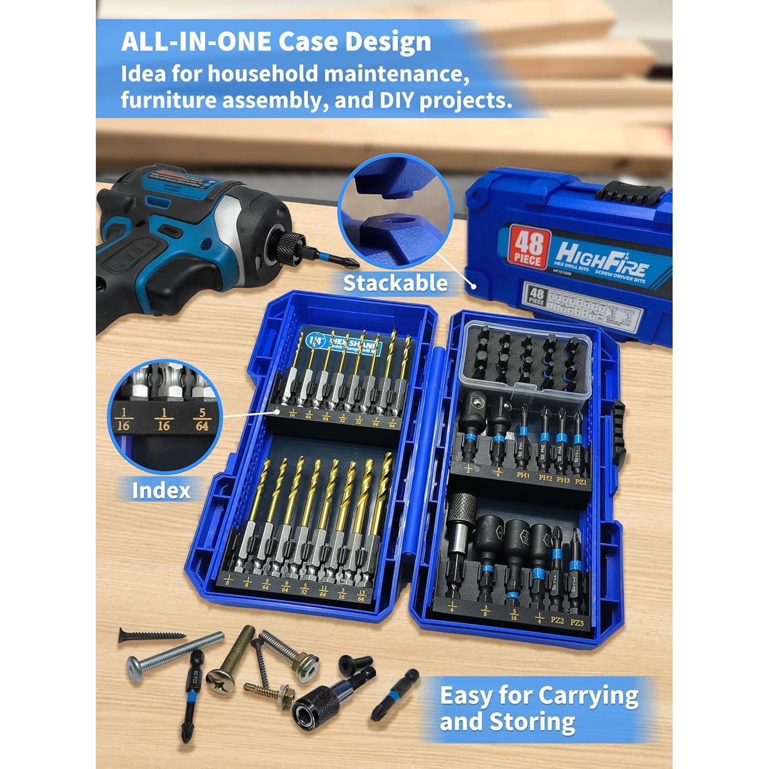 Juego de 48 Piezas de Puntas y Brocas Highfire