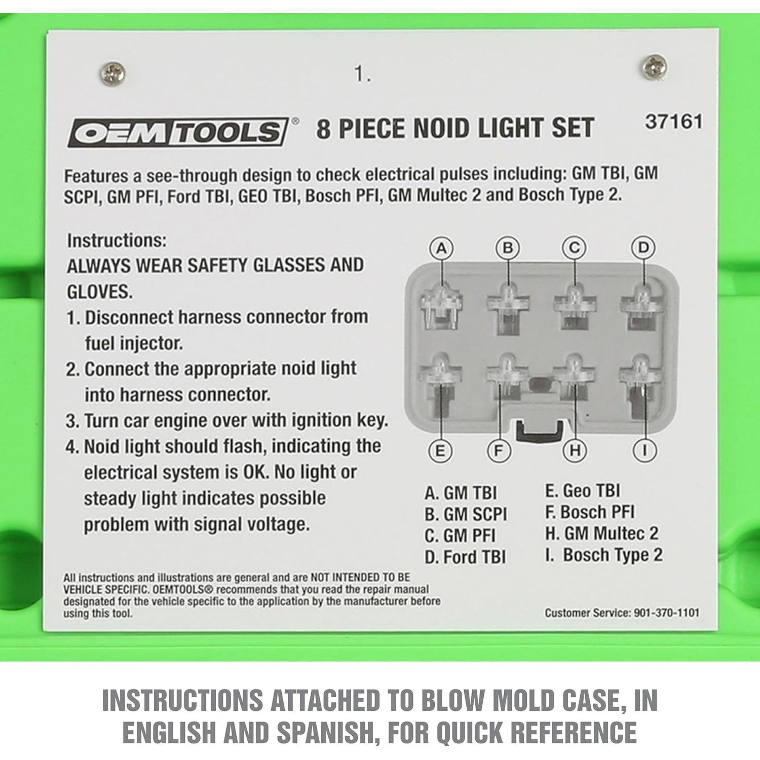 Juego de Luces Noid OEMTOOLS 37161 - 8 Piezas para Diagnóstico de Inyectores