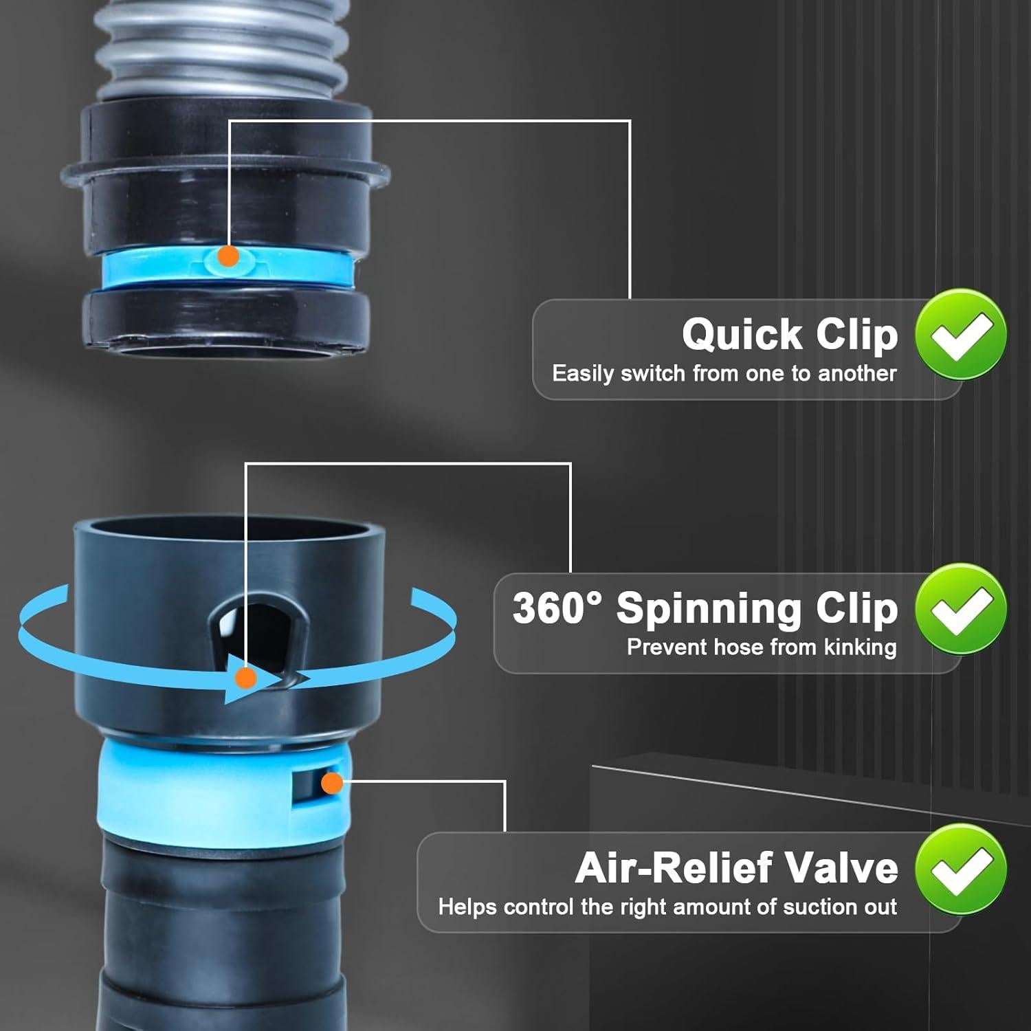 Kit Adaptador Manguera Vacío Feeligivin 3,66m 2 Adaptadores