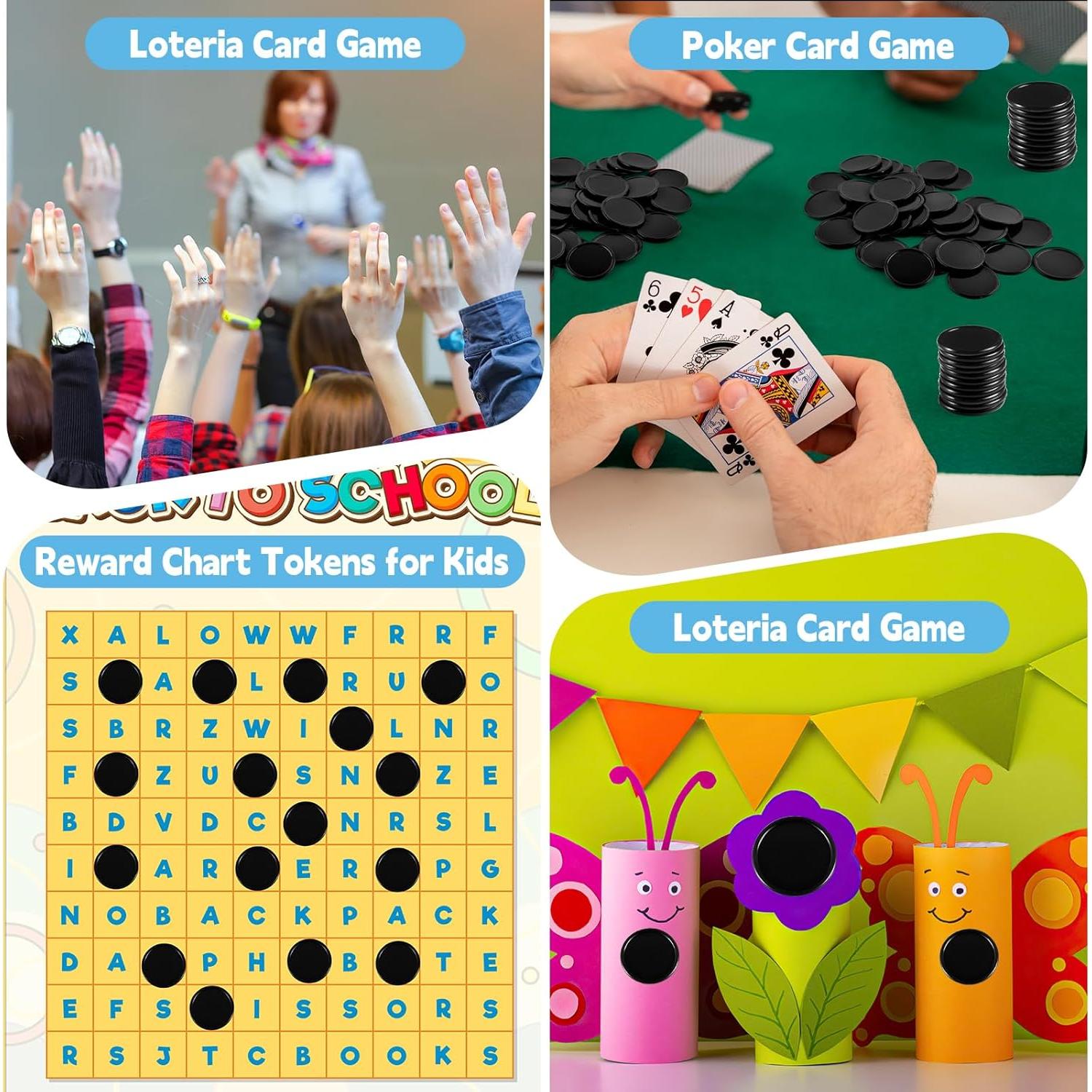 Contadores de Plástico Coopay 500 Piezas 2.5 cm Negro