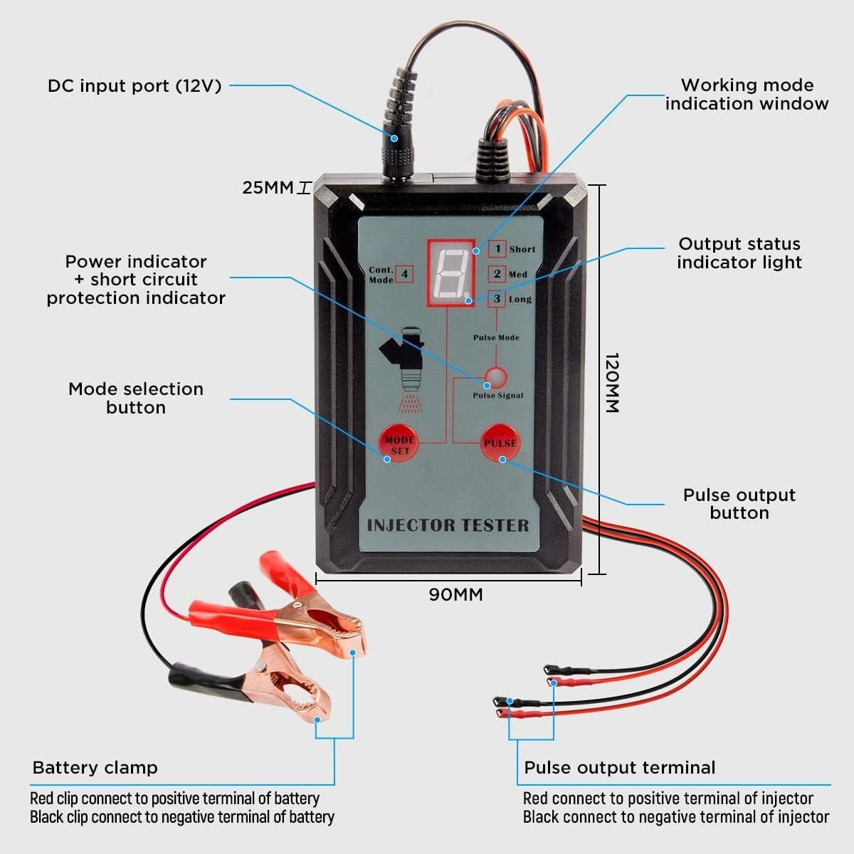 Kit Limpiador Inyectores KAISAL 8 Modos 12V 4 Adaptadores