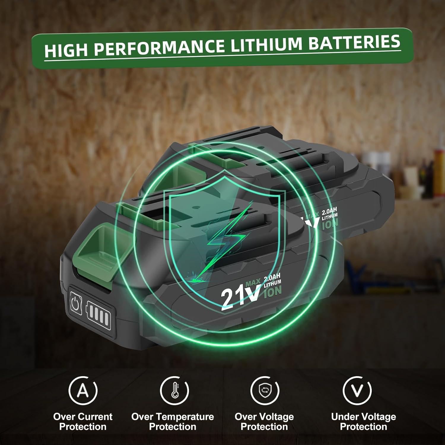 Taladro Inalámbrico Prostormer 21V 65Nm 2 Baterías y Cargador