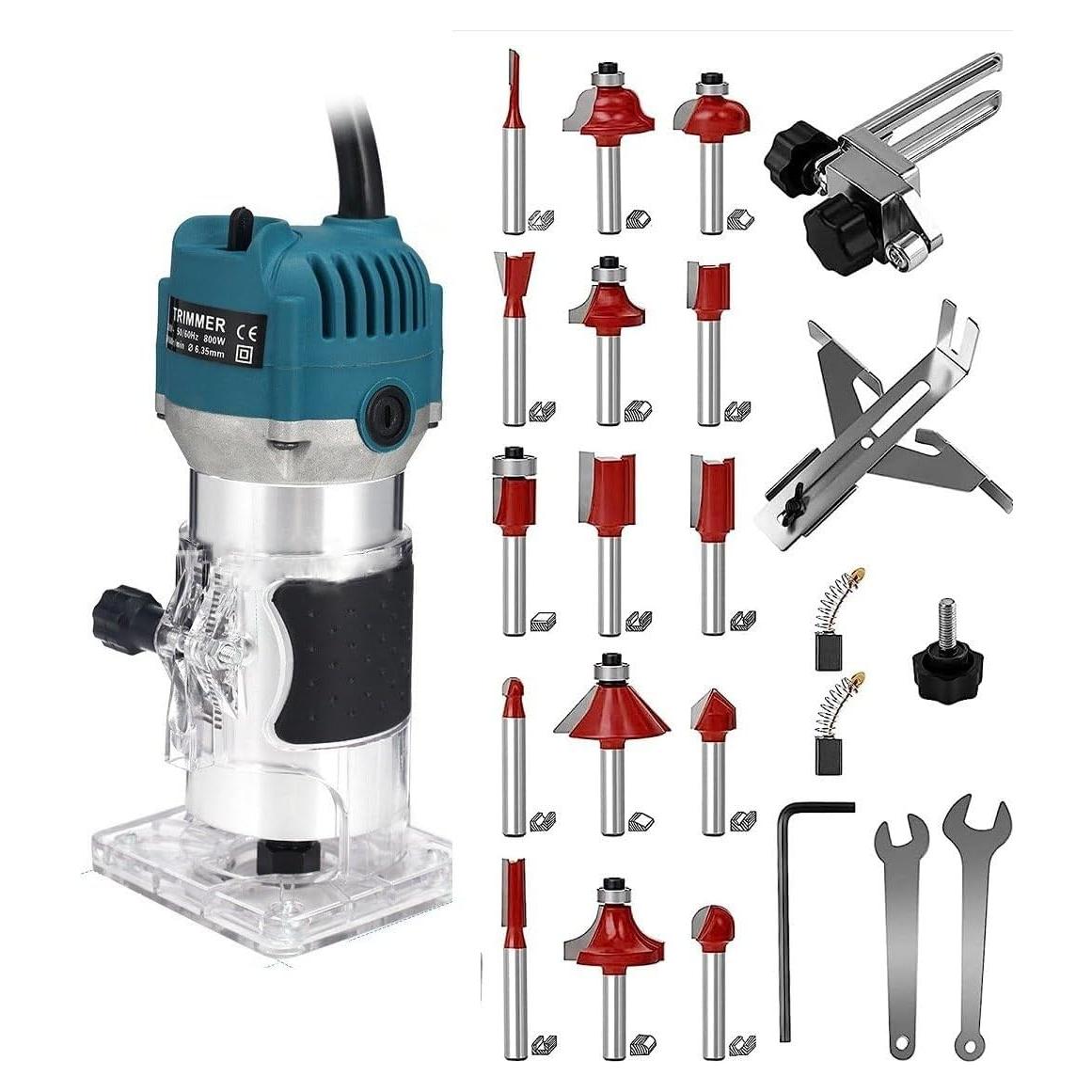 Router Eléctrico Mefape 800W 30000RPM con 15 Puntas