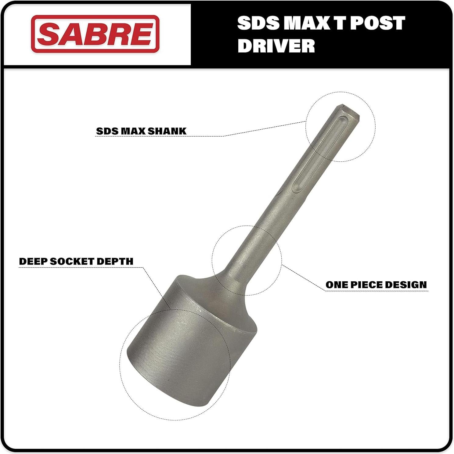 Conductor de Poste T Sabre Tools SDS Max 5,08 cm Duradero