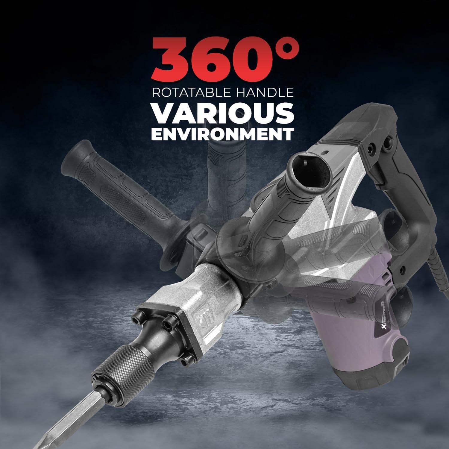 Martillo Demoledor XtremepowerUS 1400W con Cinceles y Maletín