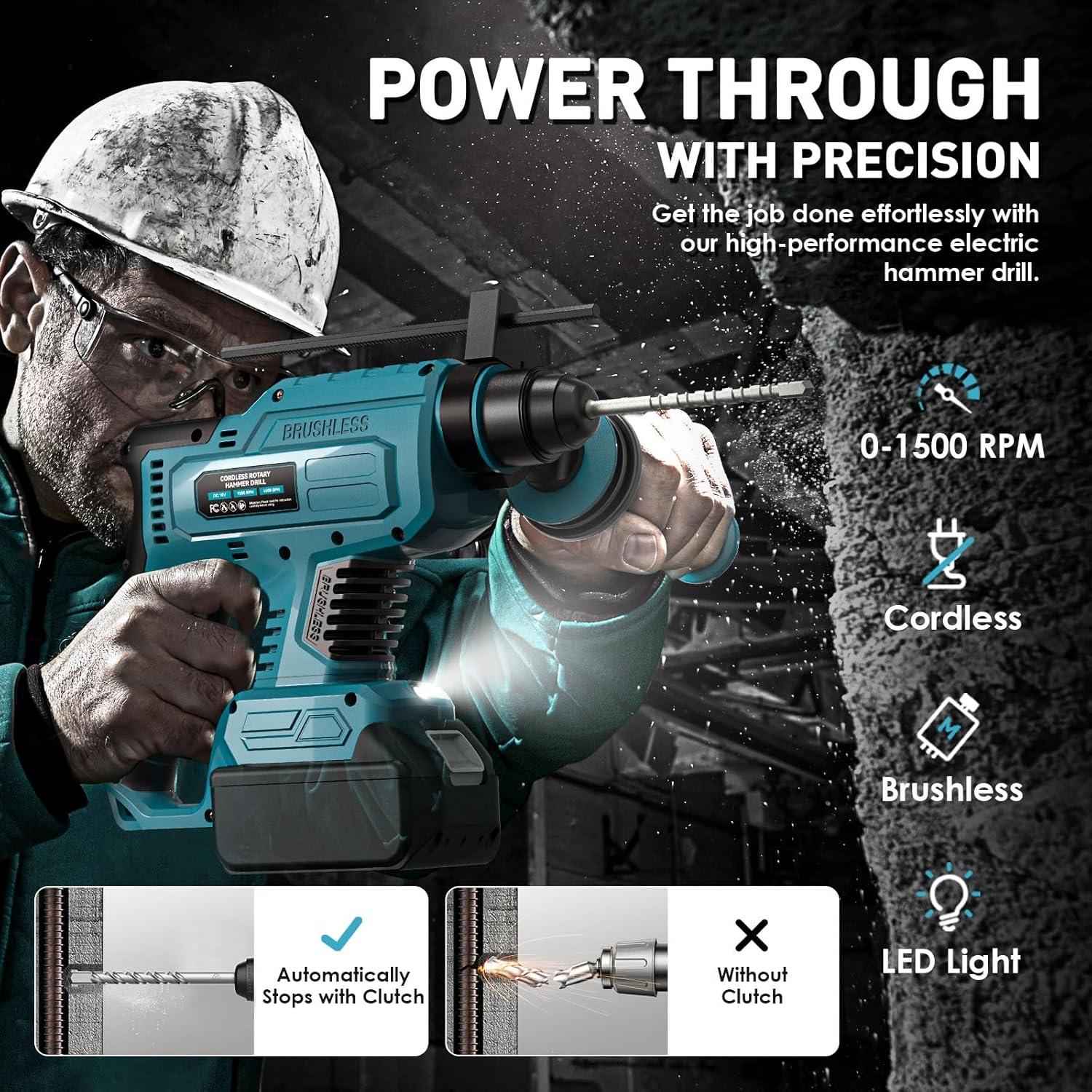 Taladro de Martillo Inalámbrico Makita 18V 2.5 Julios