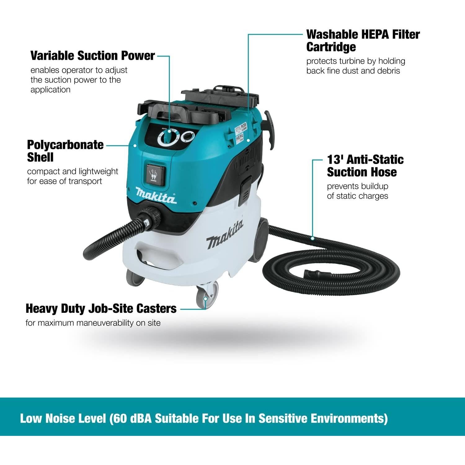 Aspiradora Extractor de Polvo Makita VC4210L 11 Galones HEPA