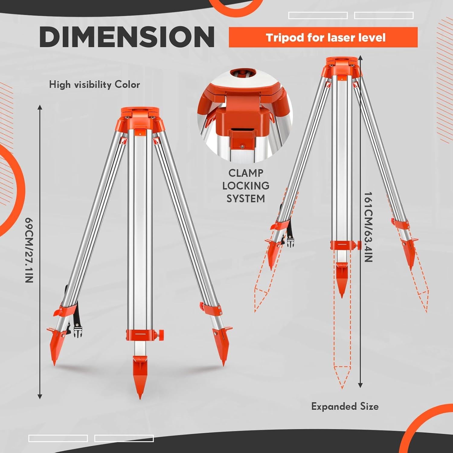 Trípode de Aluminio Saysurey para Nivel Láser 90-150 cm