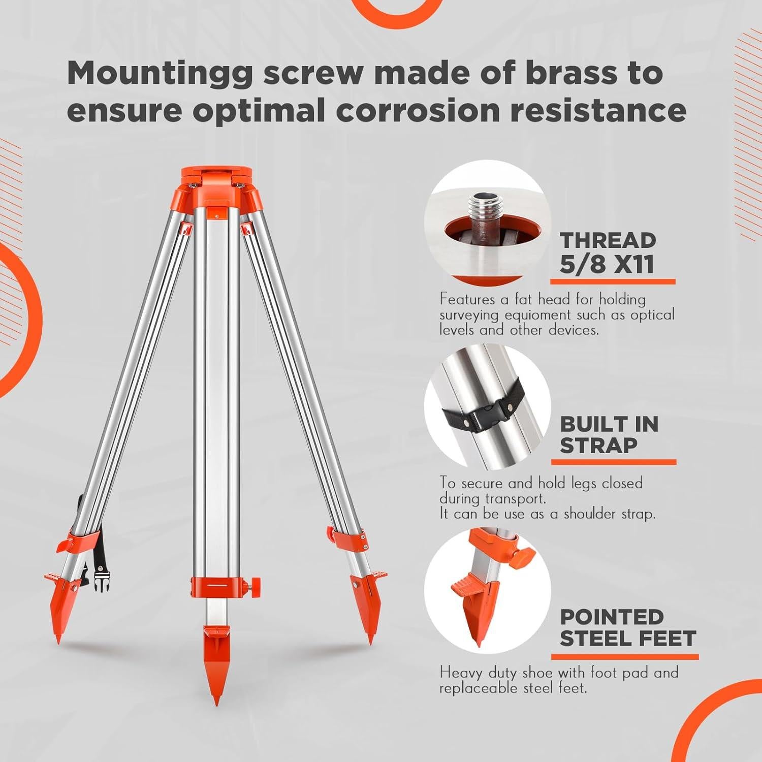 Trípode de Aluminio Saysurey para Nivel Láser 90-150 cm