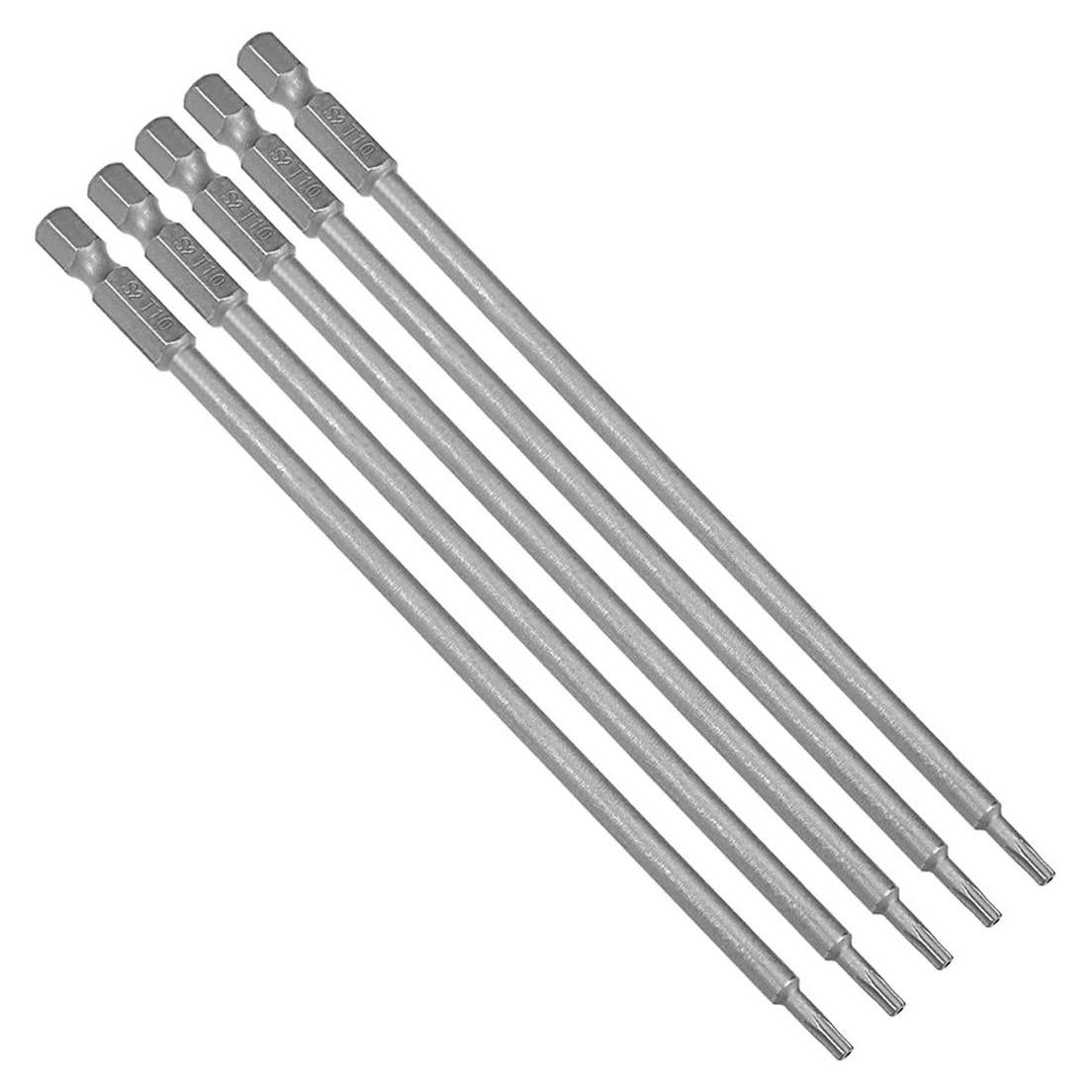 Kit 5 Puntas Destornillador Torx uxcell T10 Magnéticas 150mm