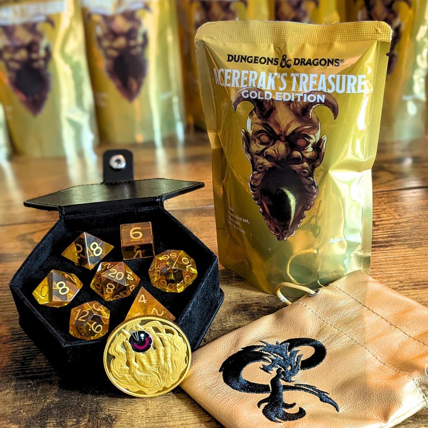 Paquete de Tesoro D&D Acererak Edición Dorada 7 Dados