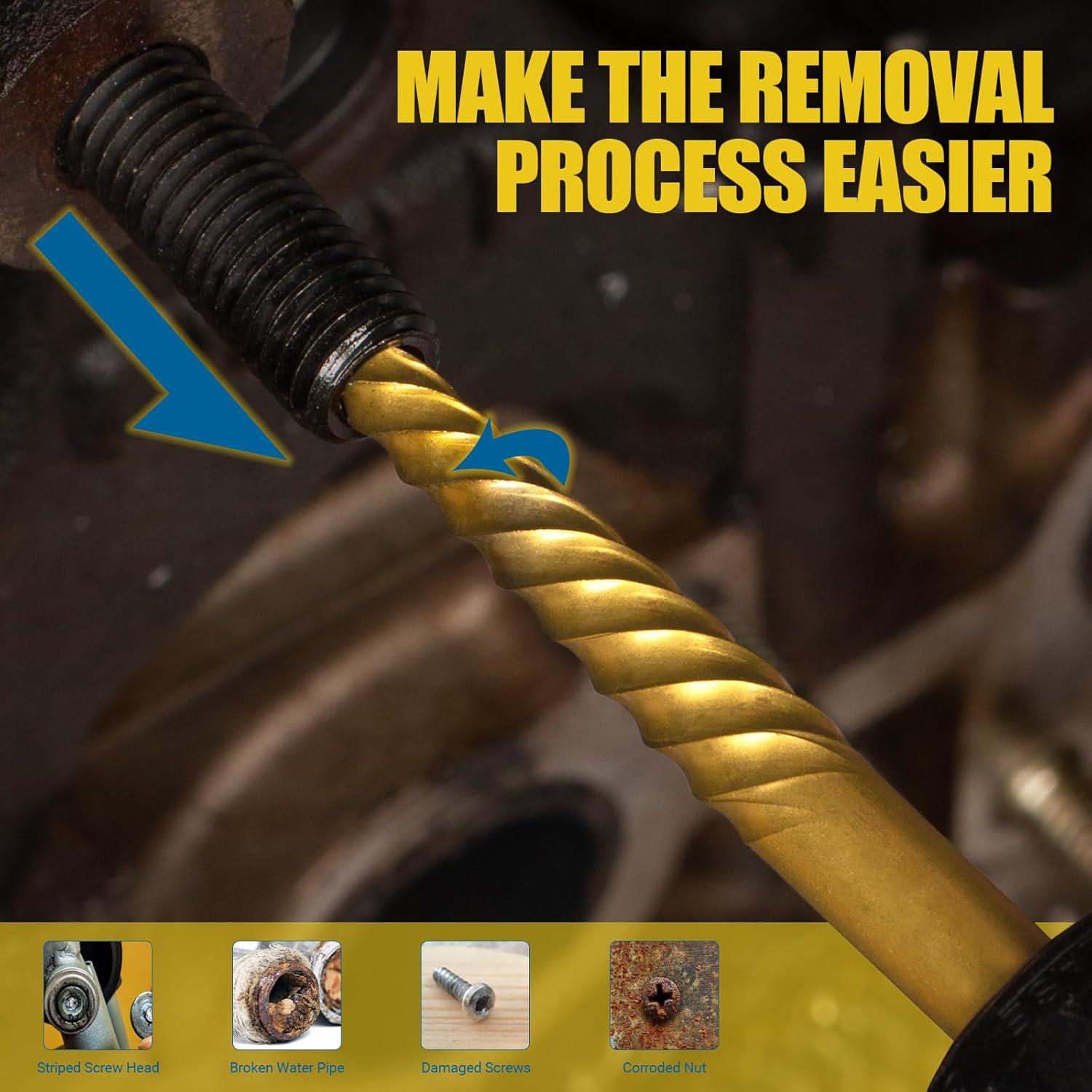 Juego de Extractores de Tornillos CLEVEROOL 7 Piezas Dorado