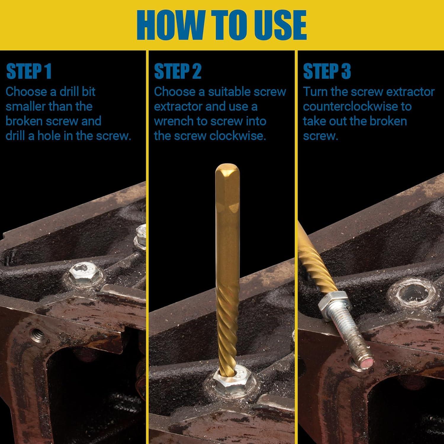 Juego de Extractores de Tornillos CLEVEROOL 7 Piezas Dorado