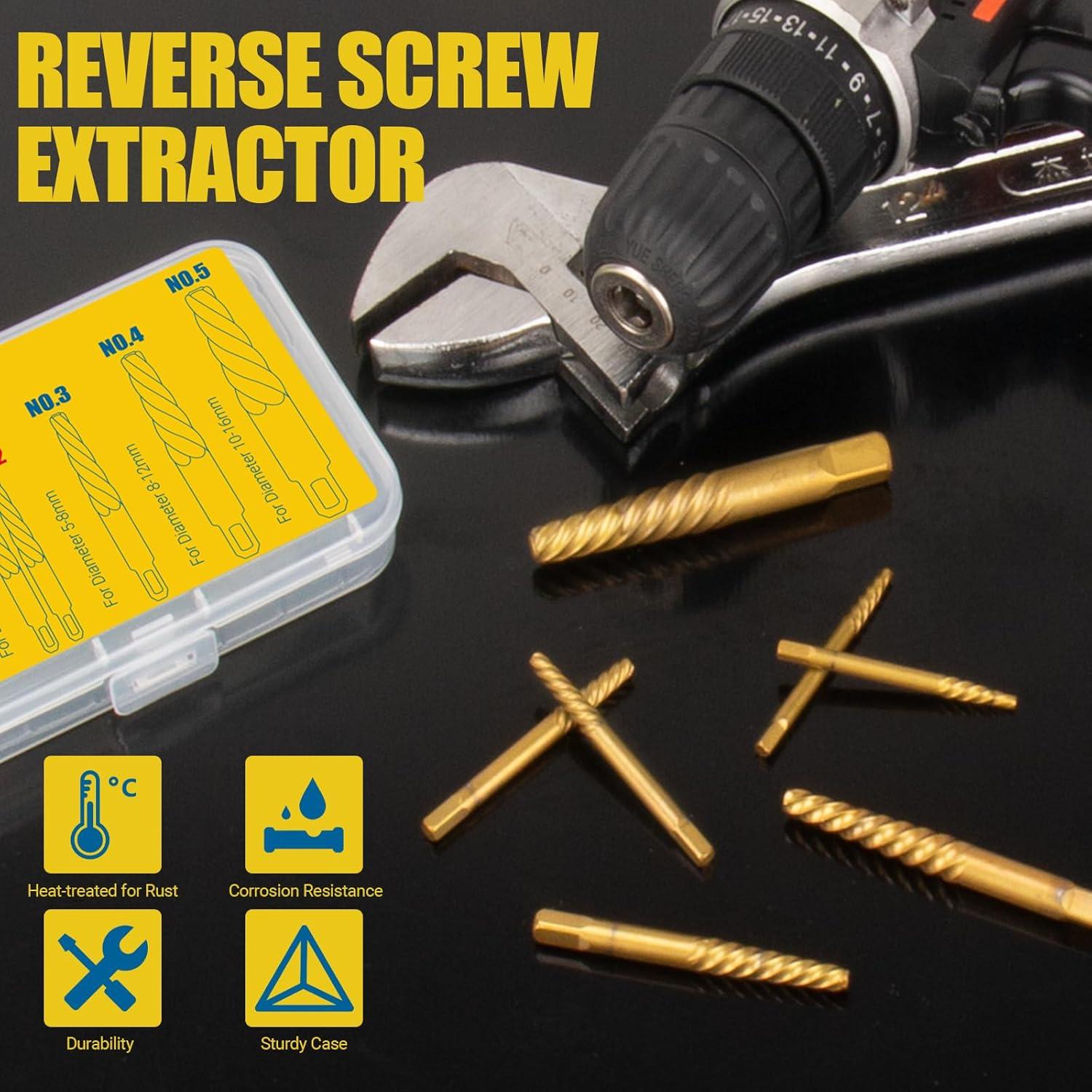 Juego de Extractores de Tornillos CLEVEROOL 7 Piezas Dorado