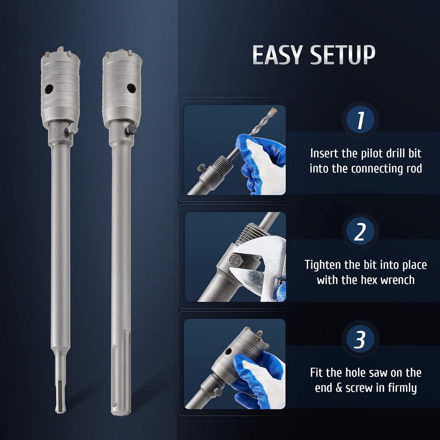 Kit de Brocas de Corona ZELCAN SDS Plus 30-100 mm 9 en 1