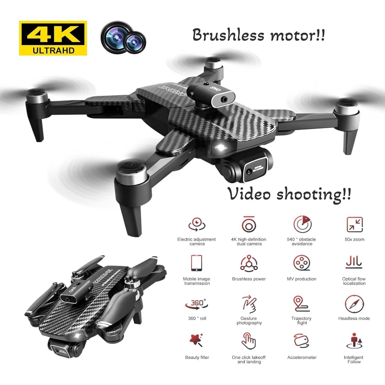 Dron 4K LOQFGDW Plegable con Cámara Dual y 60 min Vuelo