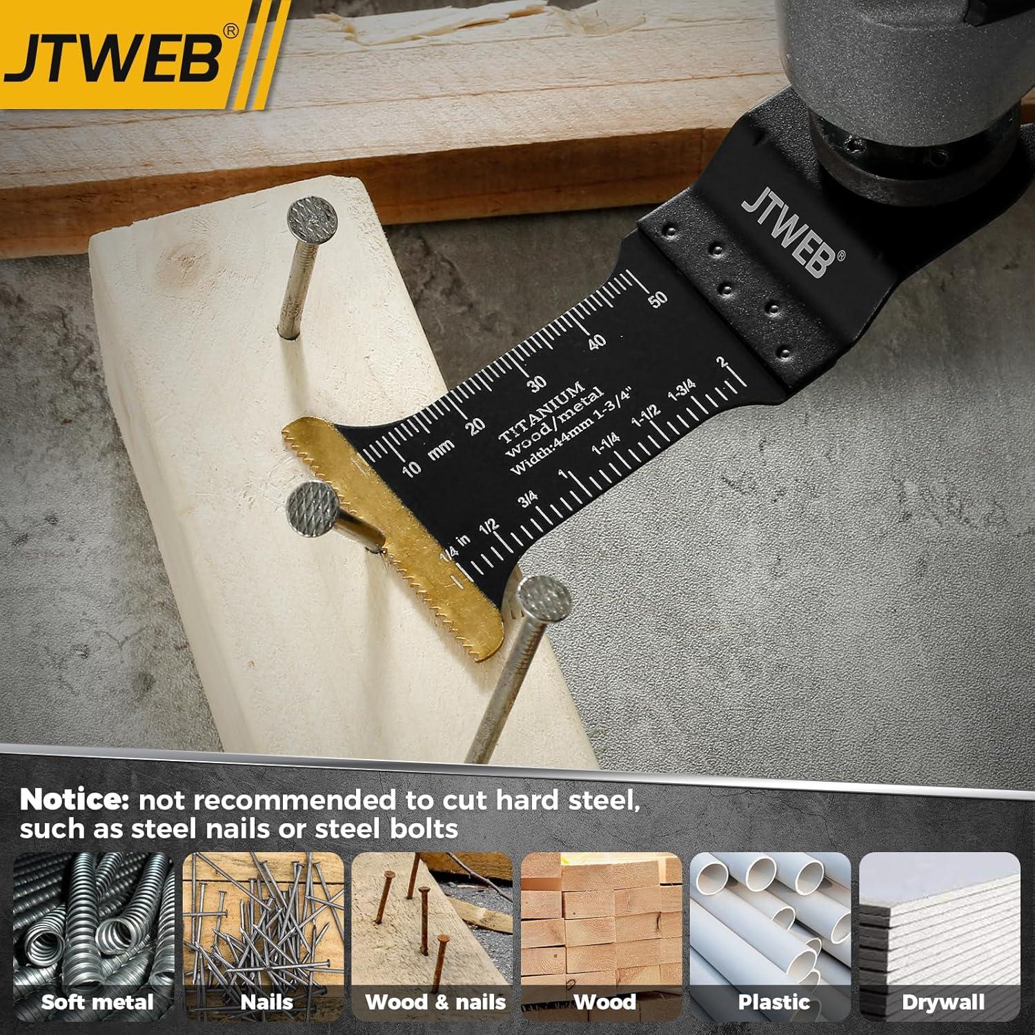 JTWEB 15PCS Cuchillas Oscilantes Titanio para Multitool