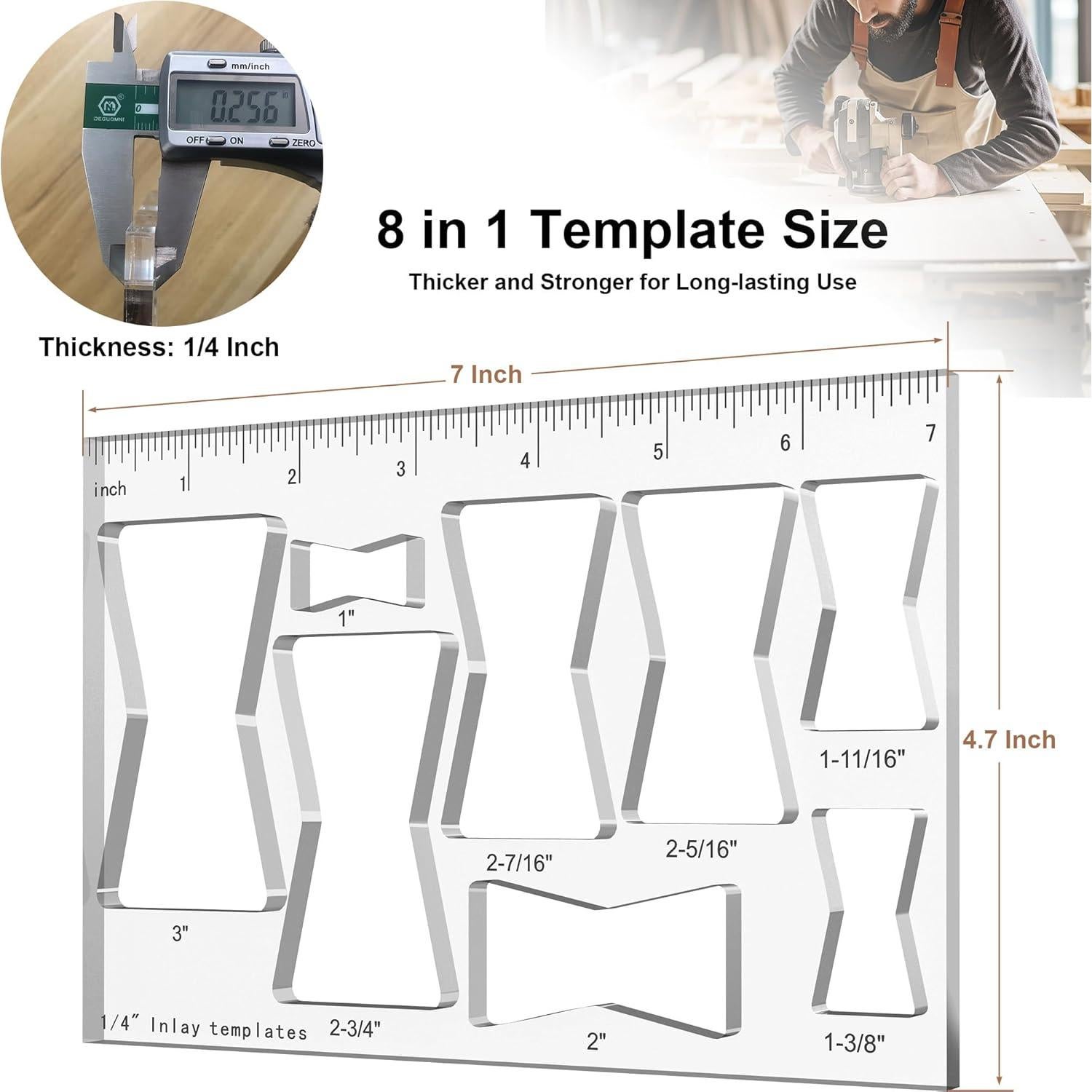 Plantilla Router 8 en 1 Hecfu para Carpintería y Decoración