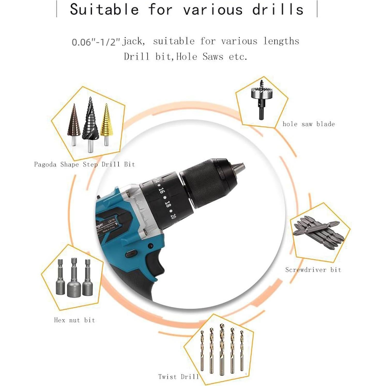 Taladro de impacto inalámbrico Heimerdinger LB176S 18V 150Nm