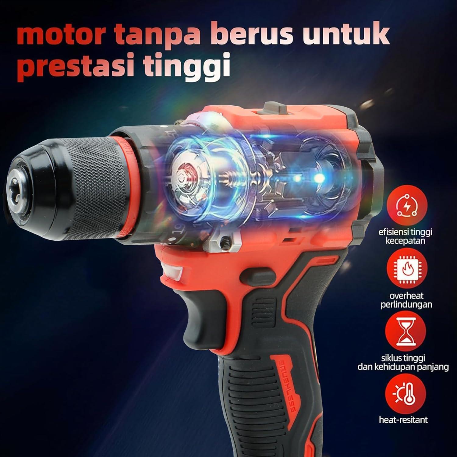 Taladro Inalámbrico DogChrymion 20V 1500 RPM 50 Nm 43 Piezas