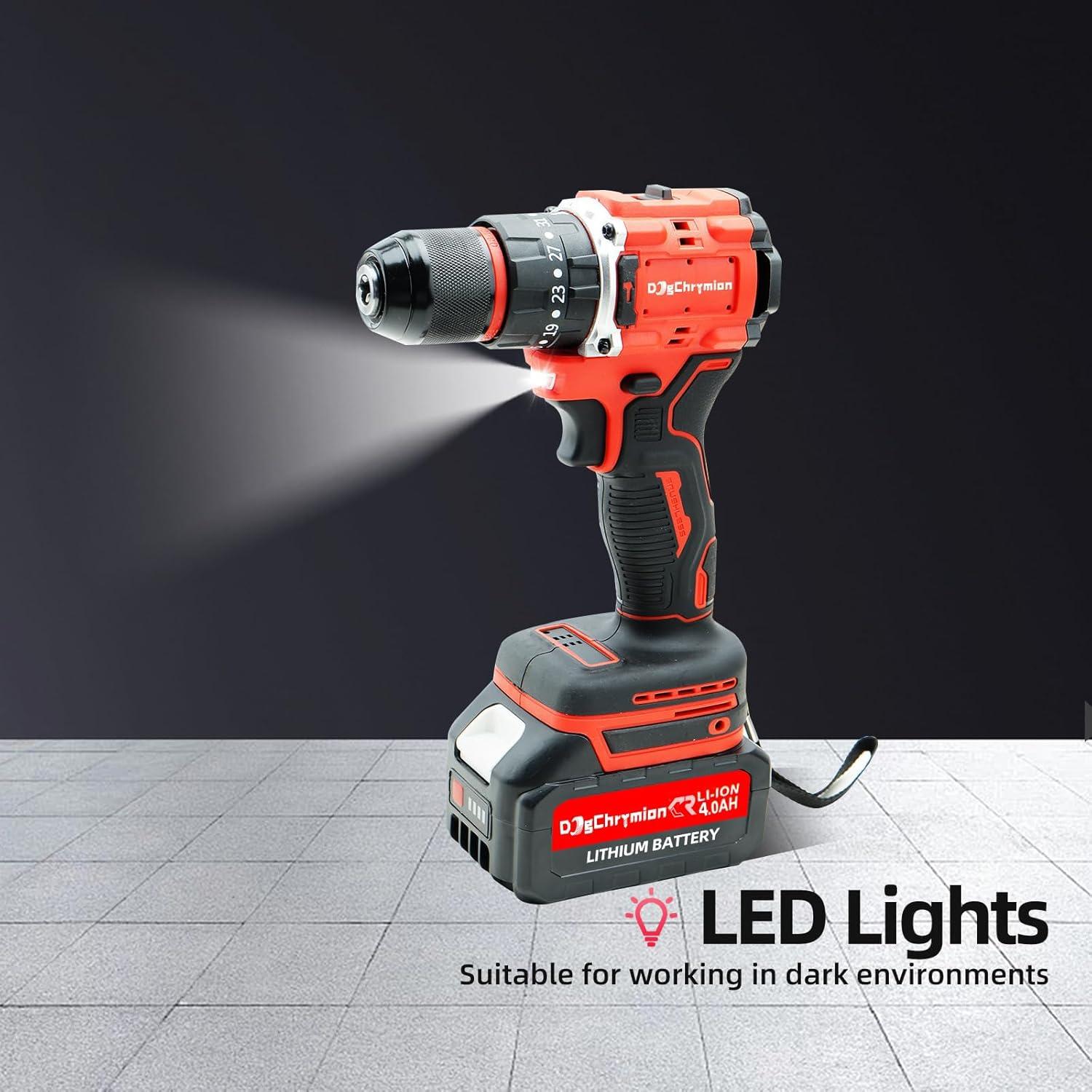 Taladro Inalámbrico DogChrymion 20V 1500 RPM 50 Nm 43 Piezas