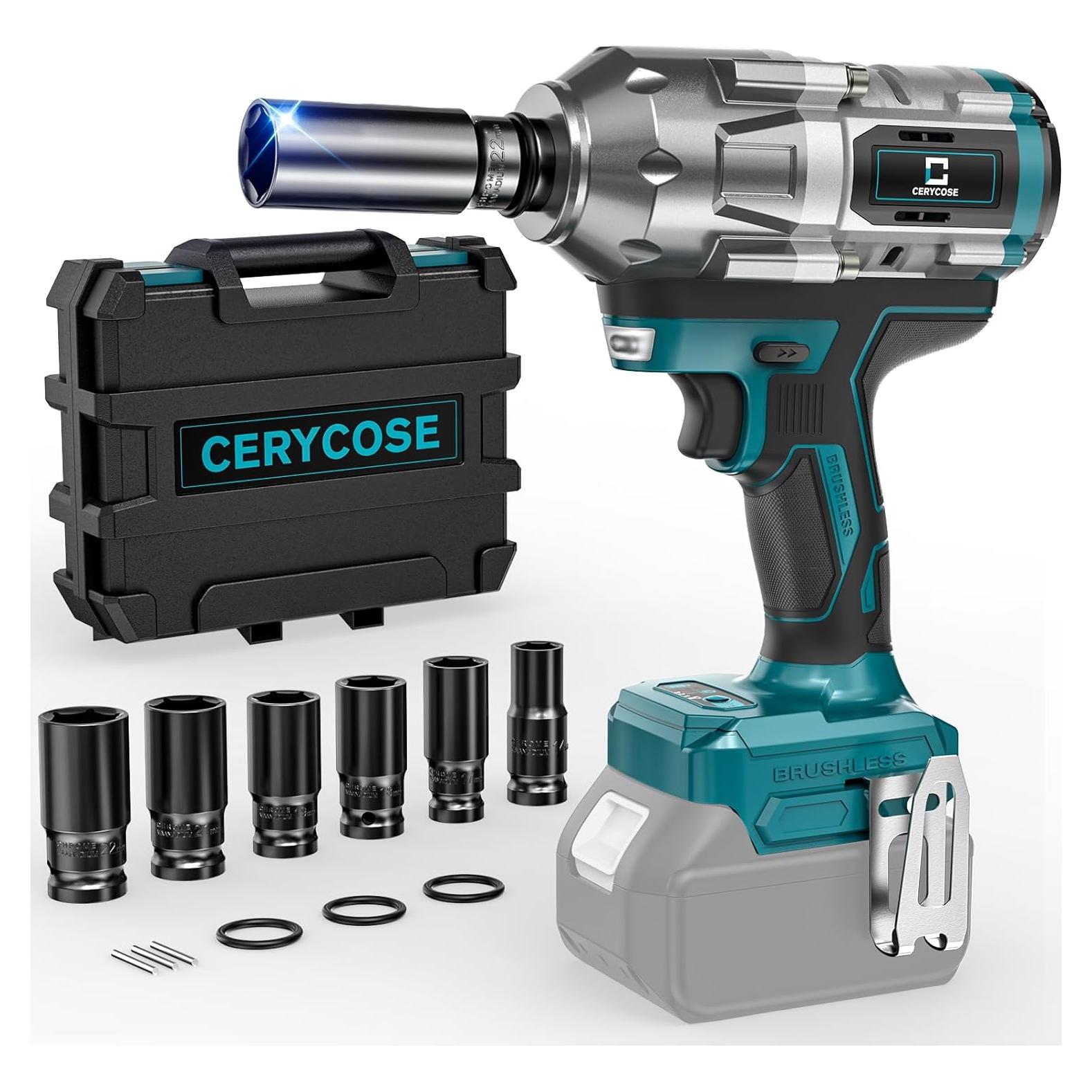 Llave de impacto inalámbrica Cerycose 900 Nm con 6 sockets