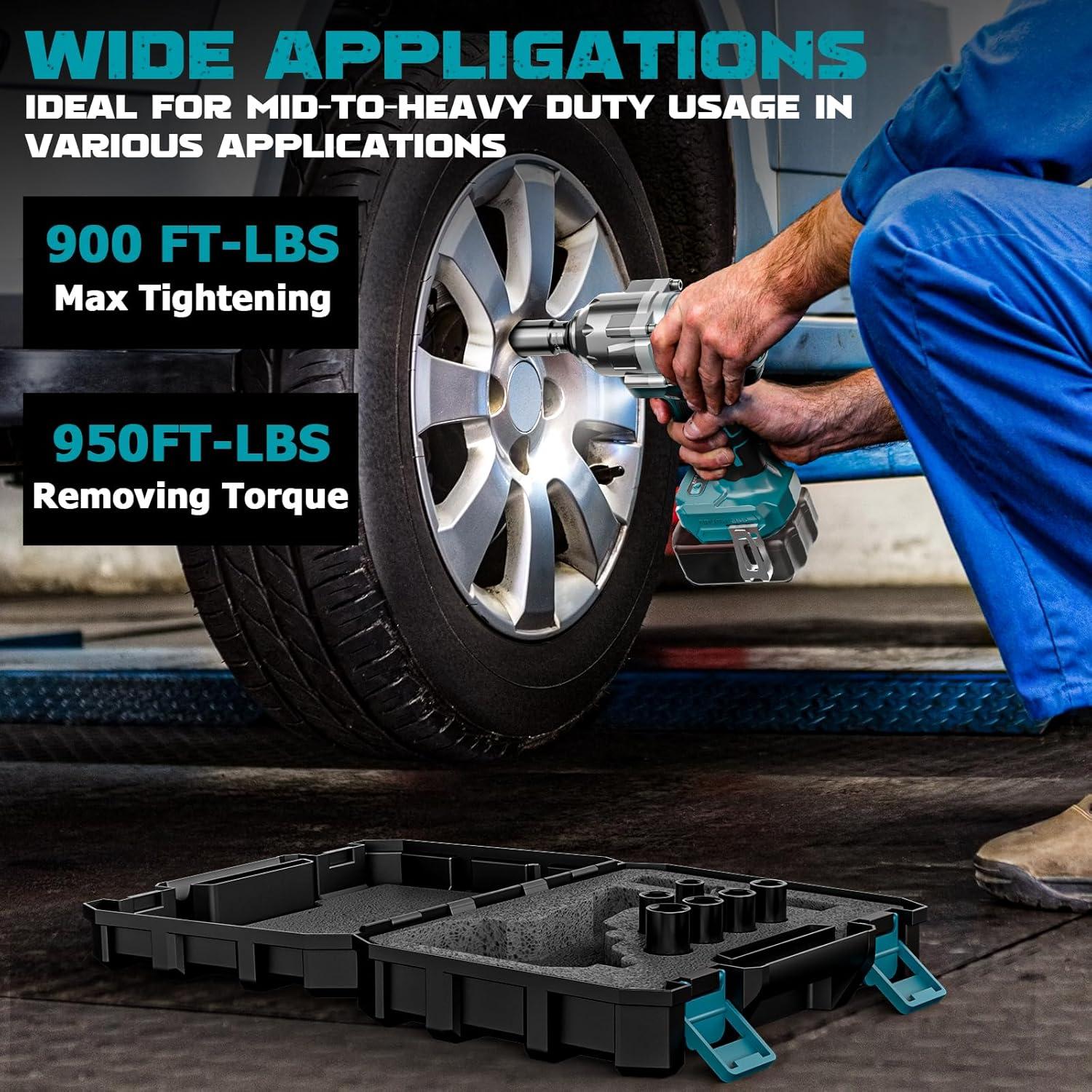 Llave de impacto inalámbrica Cerycose 900 Nm con 6 sockets