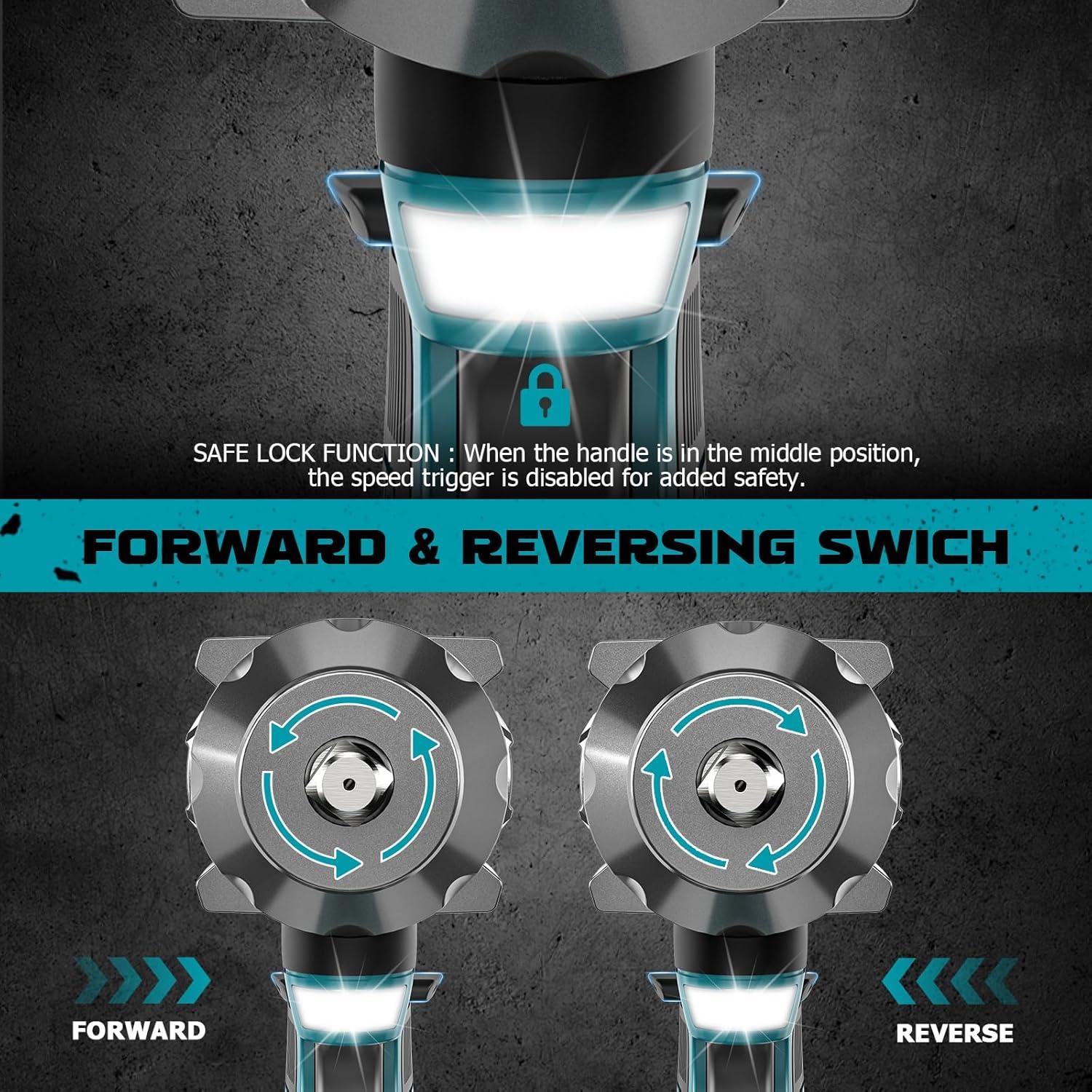 Llave de impacto inalámbrica Cerycose 900 Nm con 6 sockets
