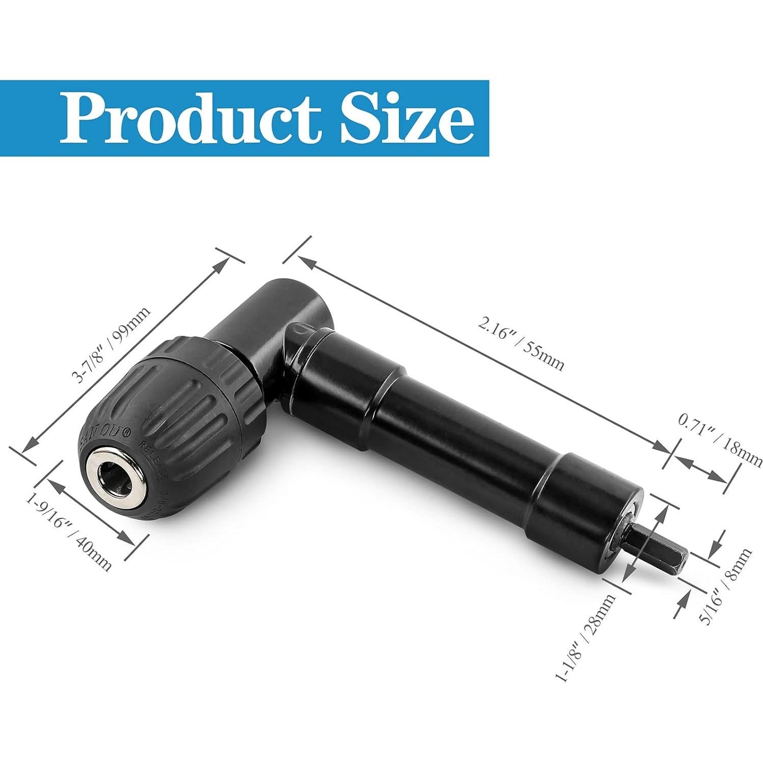 Adaptador de Taladro en Ángulo Recto Jamiikury 90° 8mm