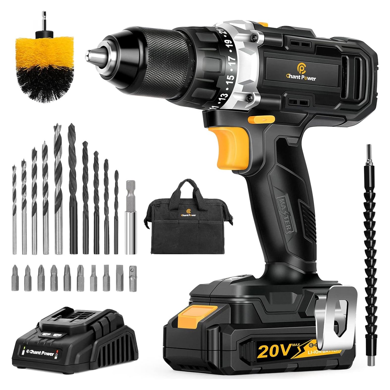 Taladro Inalámbrico C P CHANTPOWER 20V 2Ah Doble Velocidad