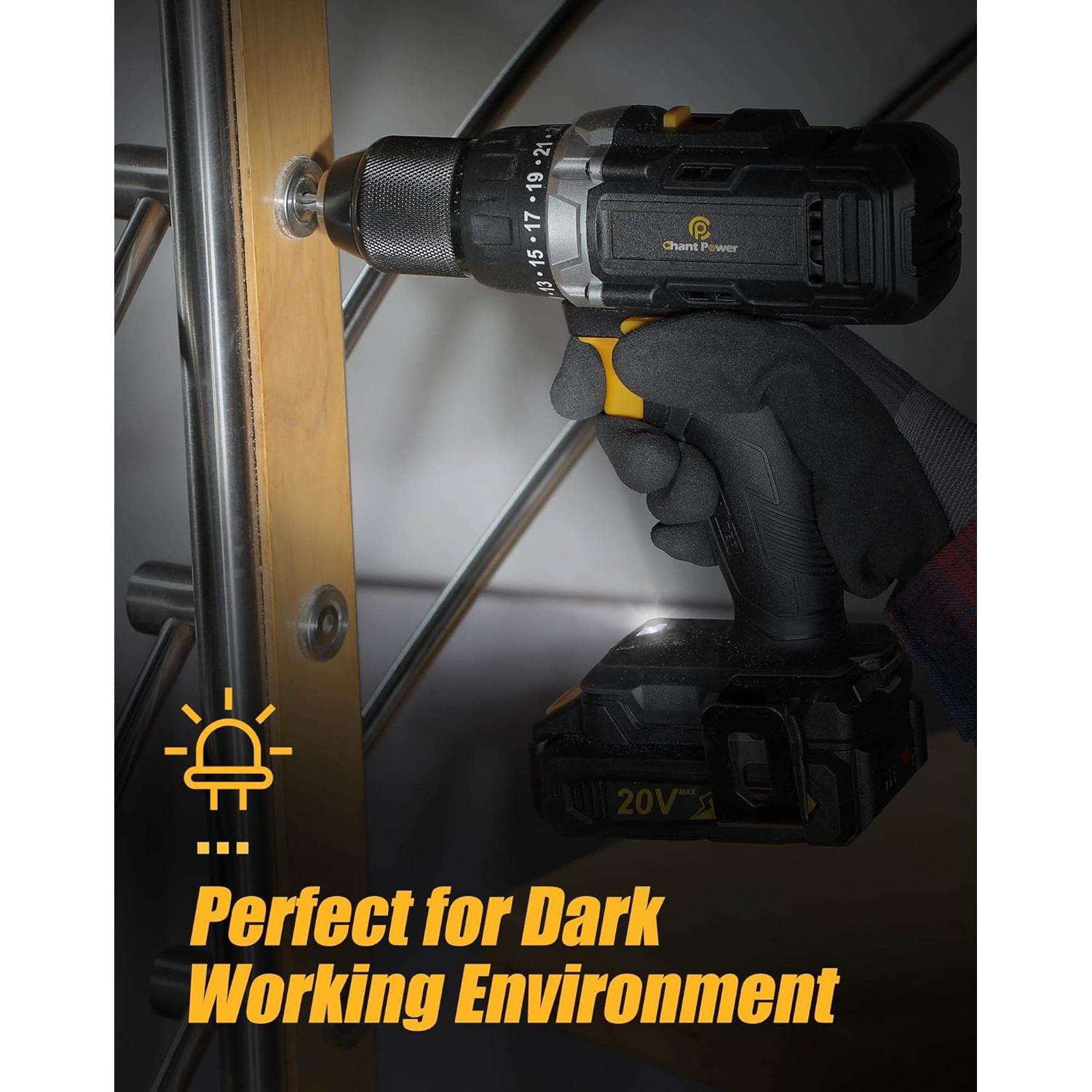Taladro Inalámbrico C P CHANTPOWER 20V 2Ah Doble Velocidad