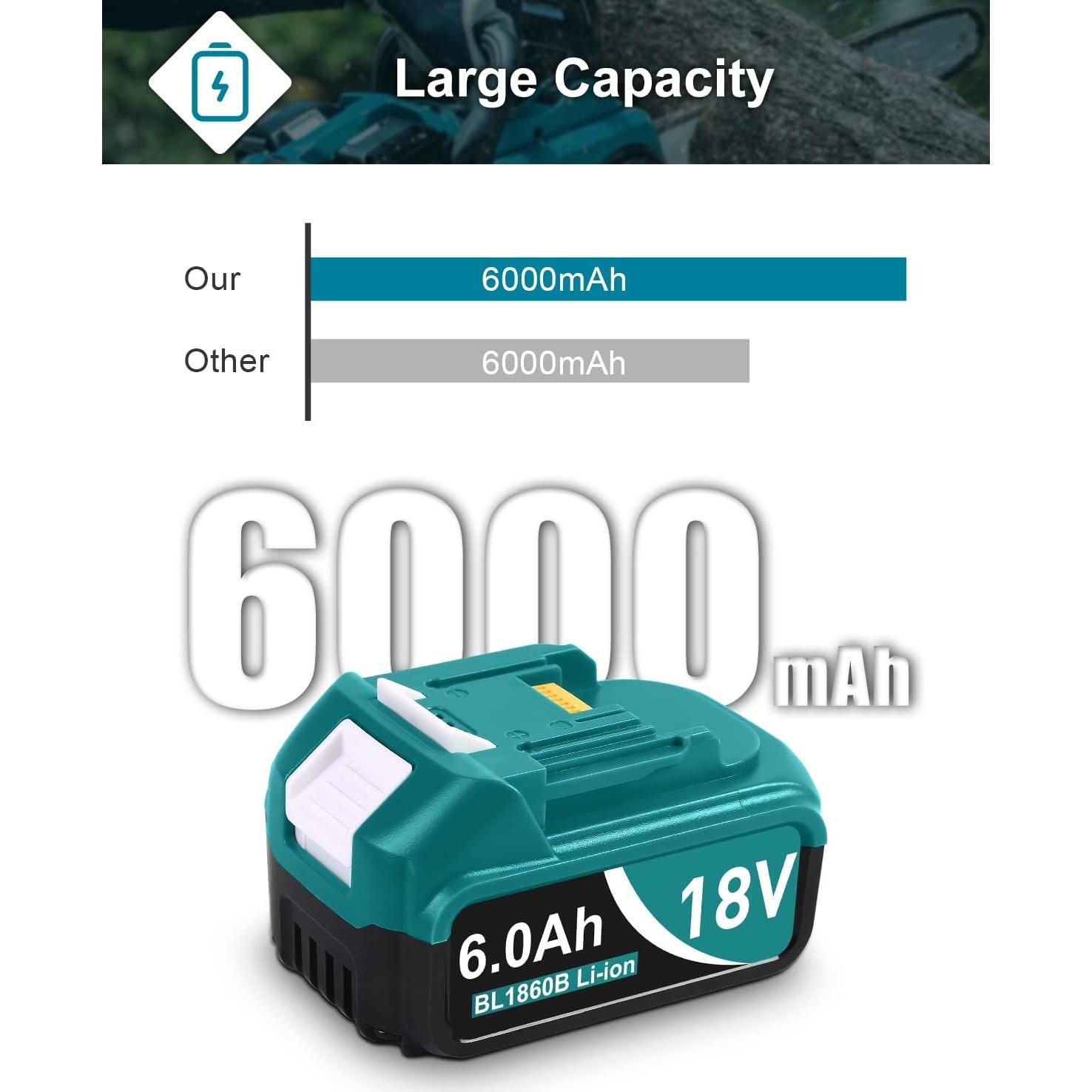 Paquete de 2 Baterías 18V Makita BL1860B 6000mAh Compatibles