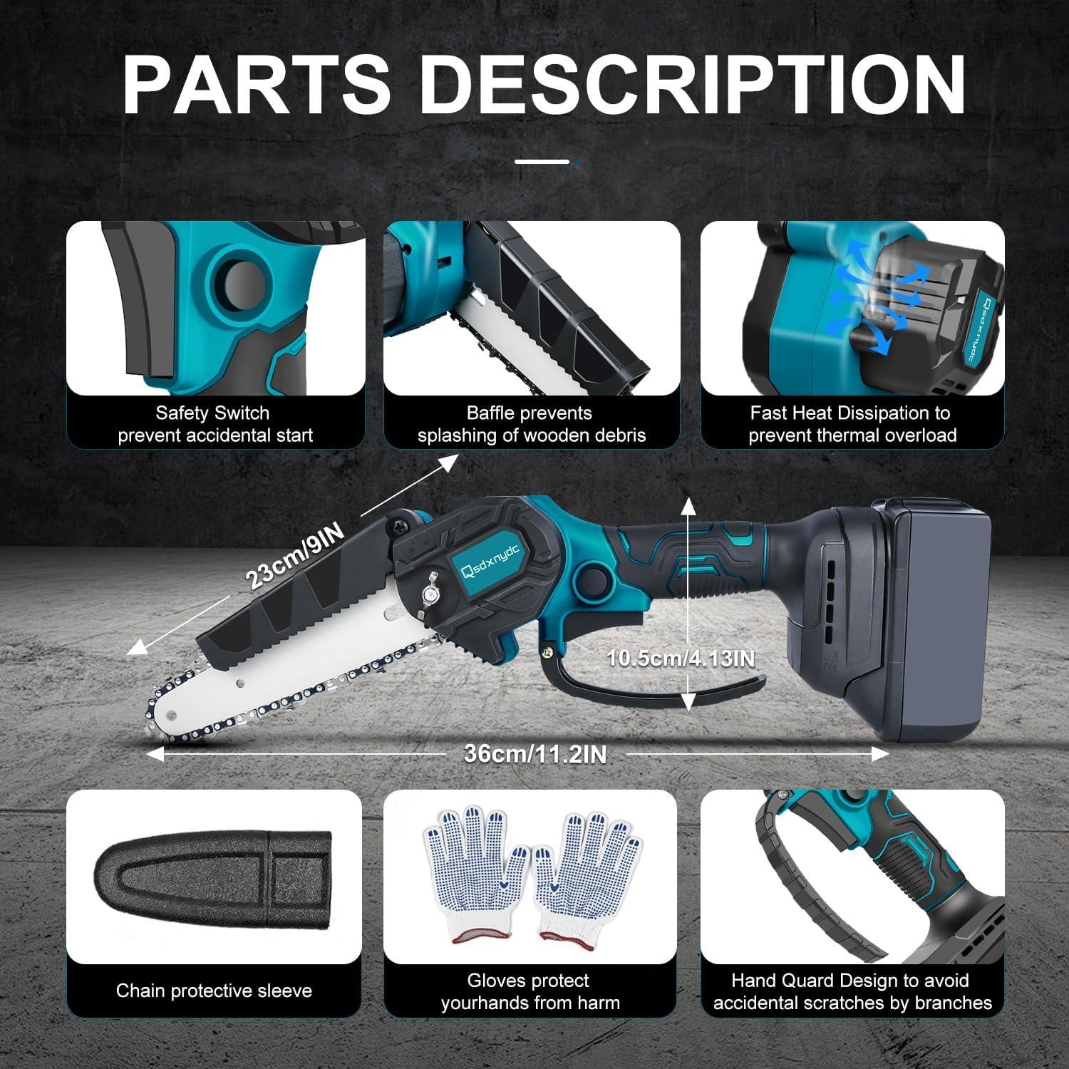 Mini Motosierra Inalámbrica QSDXNYDC 6" para Makita 18V