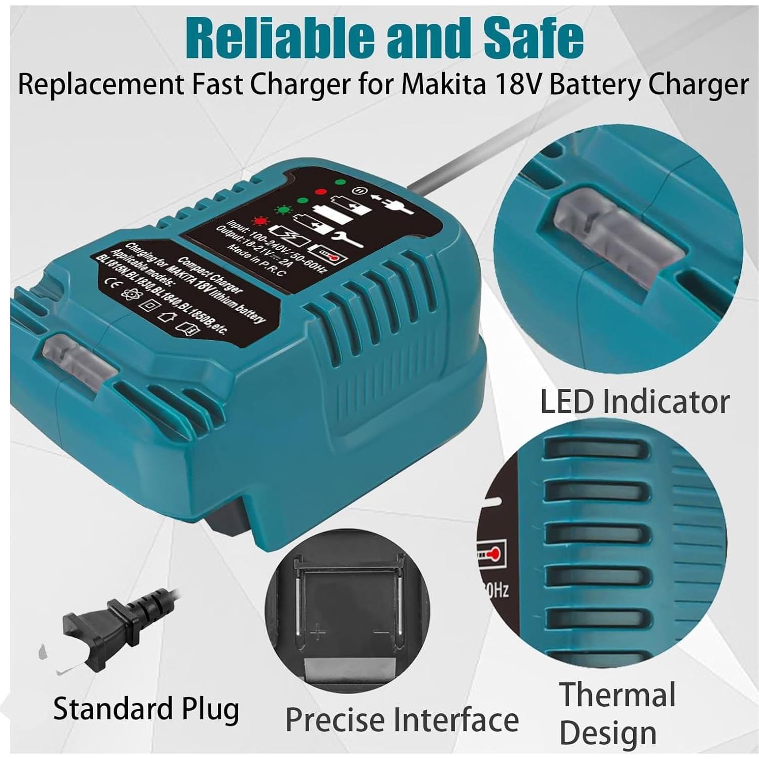 Cargador Rápido UNIKI para Batería Makita 18V BL1850