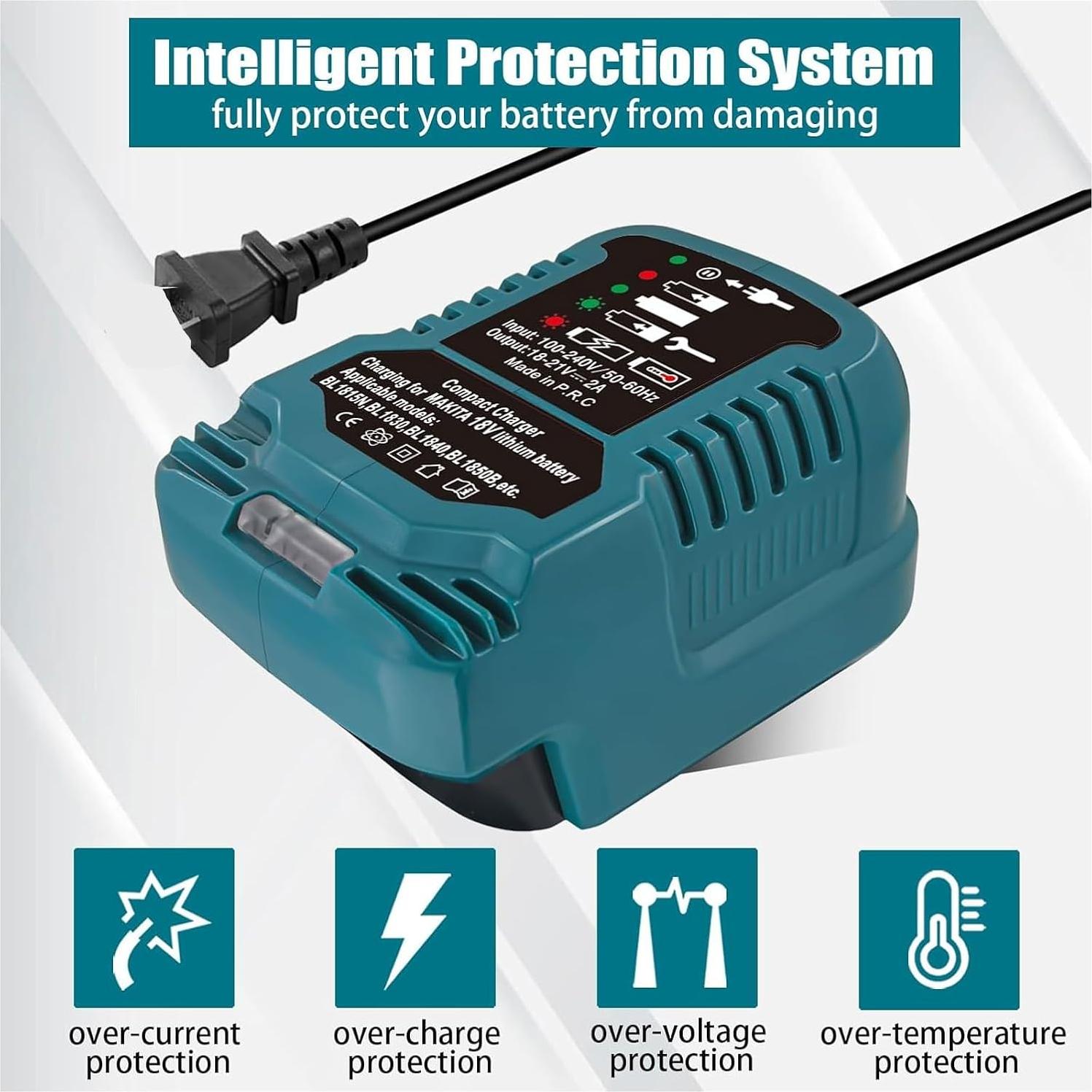 Cargador Rápido UNIKI para Batería Makita 18V BL1850