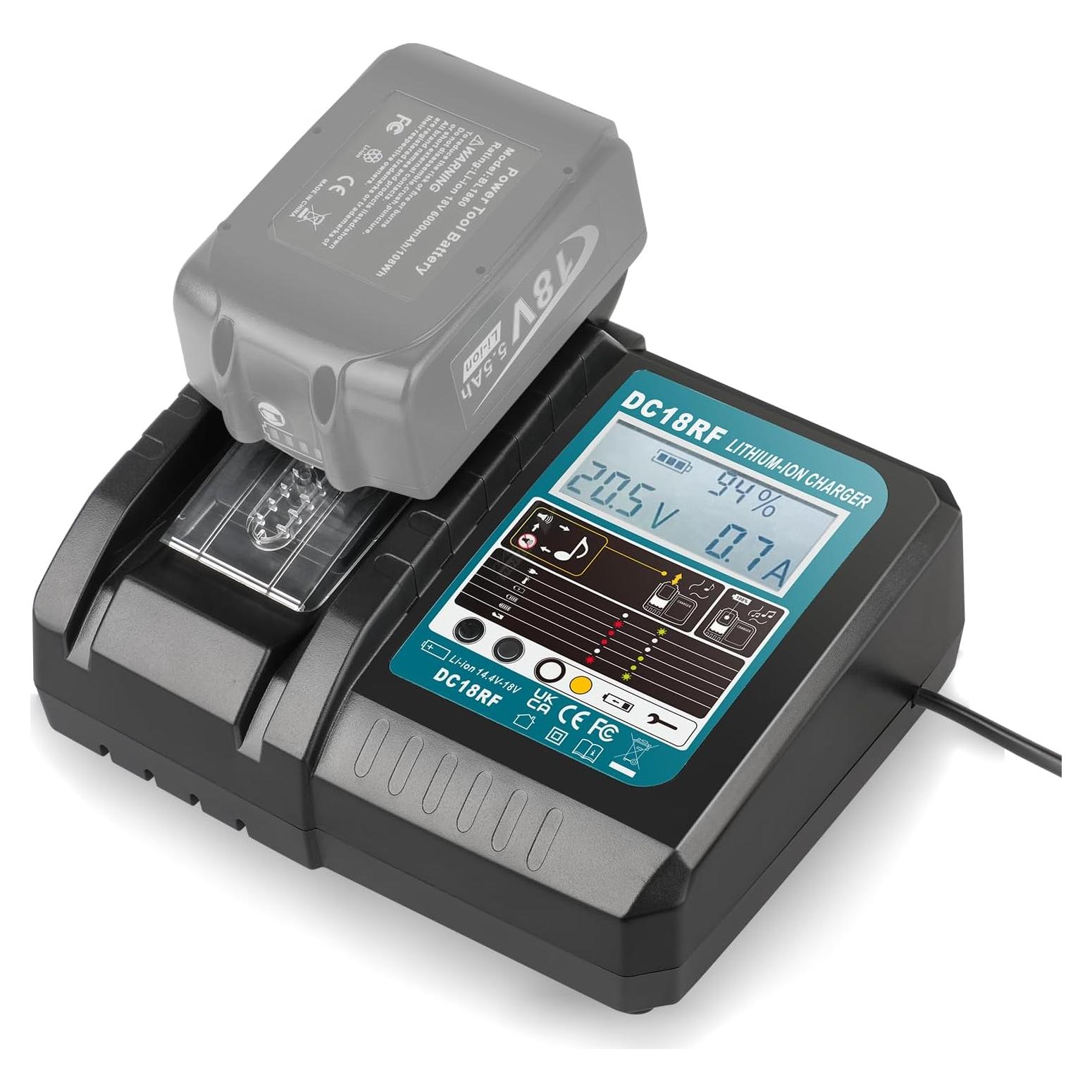 Cargador Rápido Makita DC18RF 14.4V-18V con Pantalla LCD