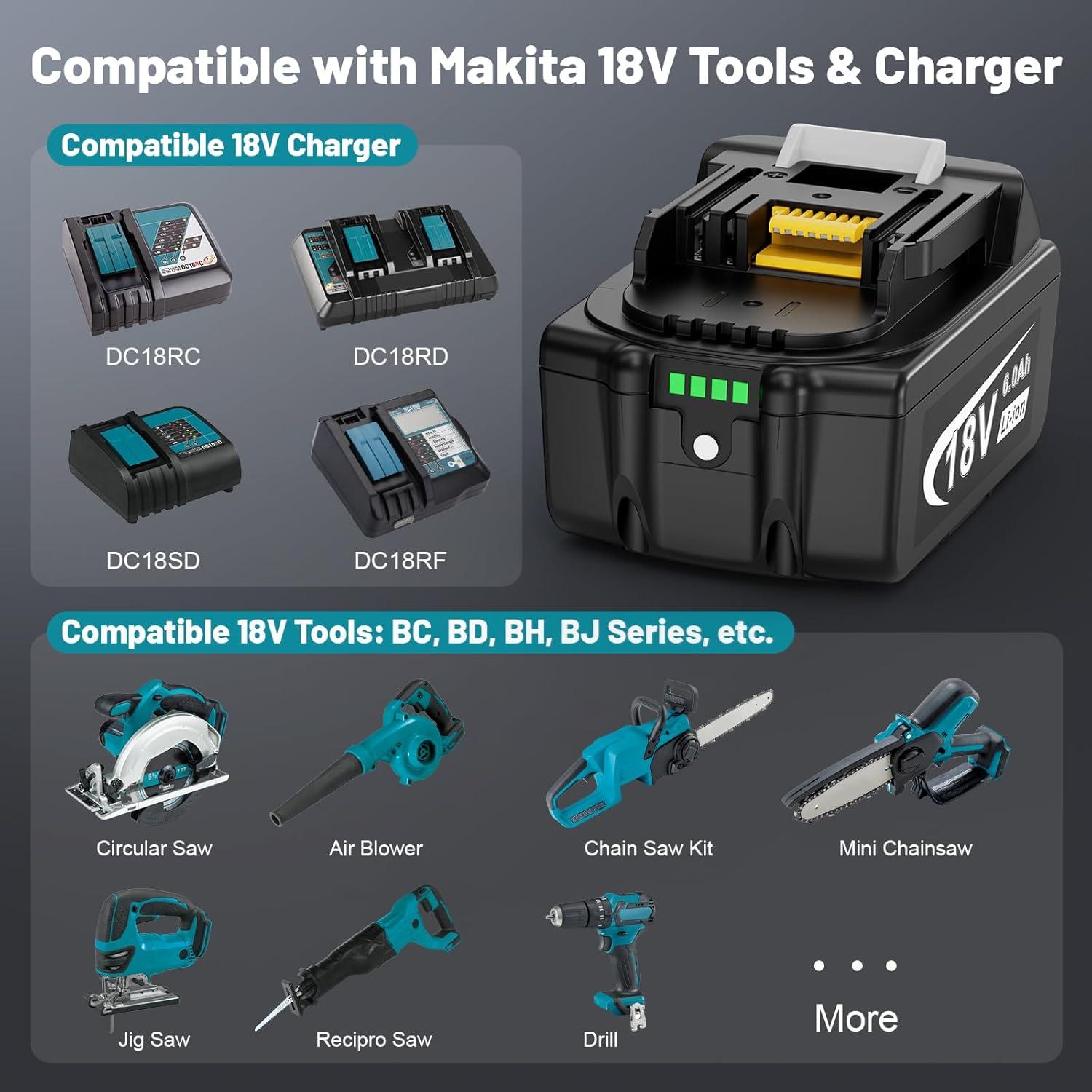 Paquete de 2 Baterías Litio 18V 6000mAh Makita BL1860