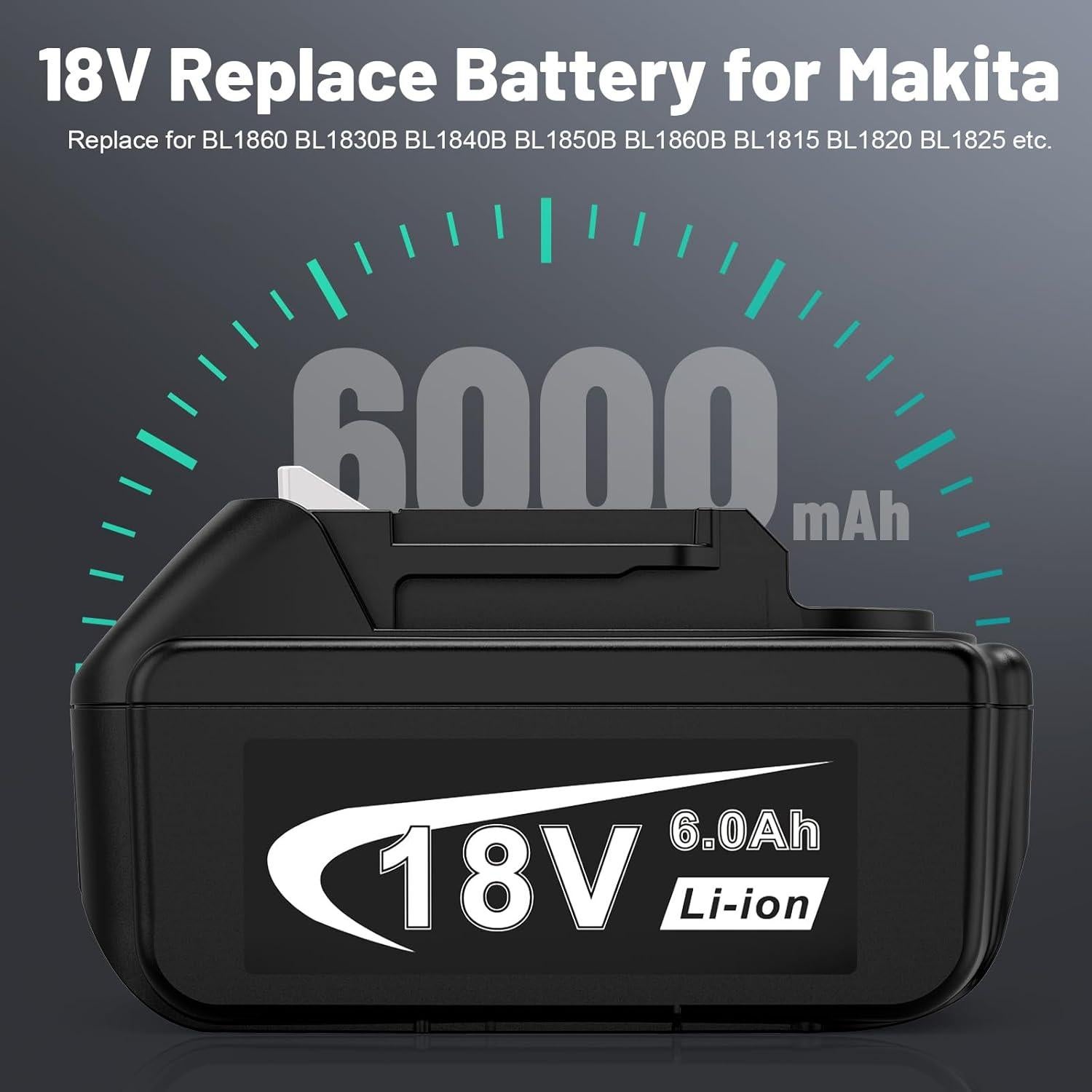 Paquete de 2 Baterías Litio 18V 6000mAh Makita BL1860