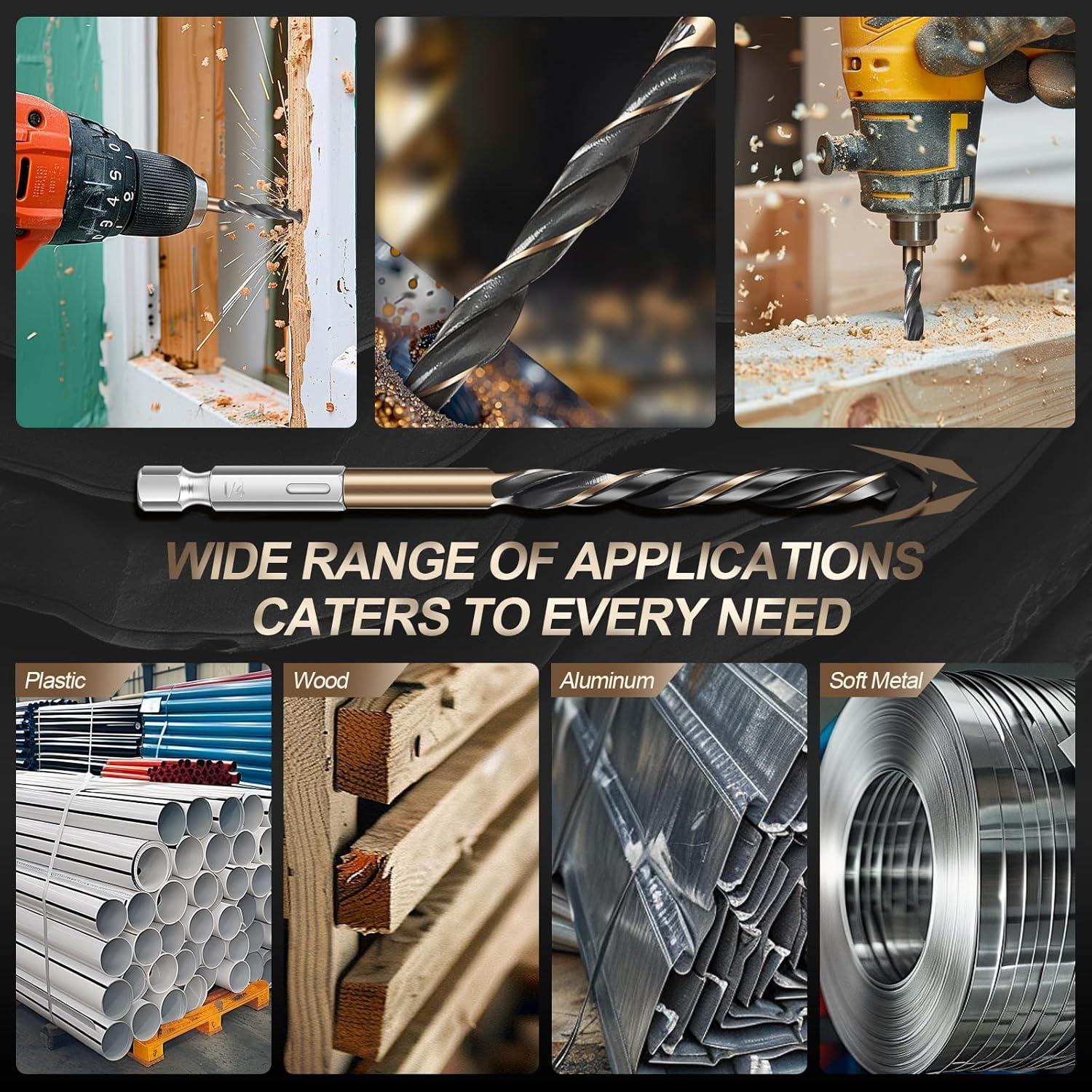 Juego de brocas 13 piezas Jonchinjn HSS hexagonal 1,6 a 6,4 cm