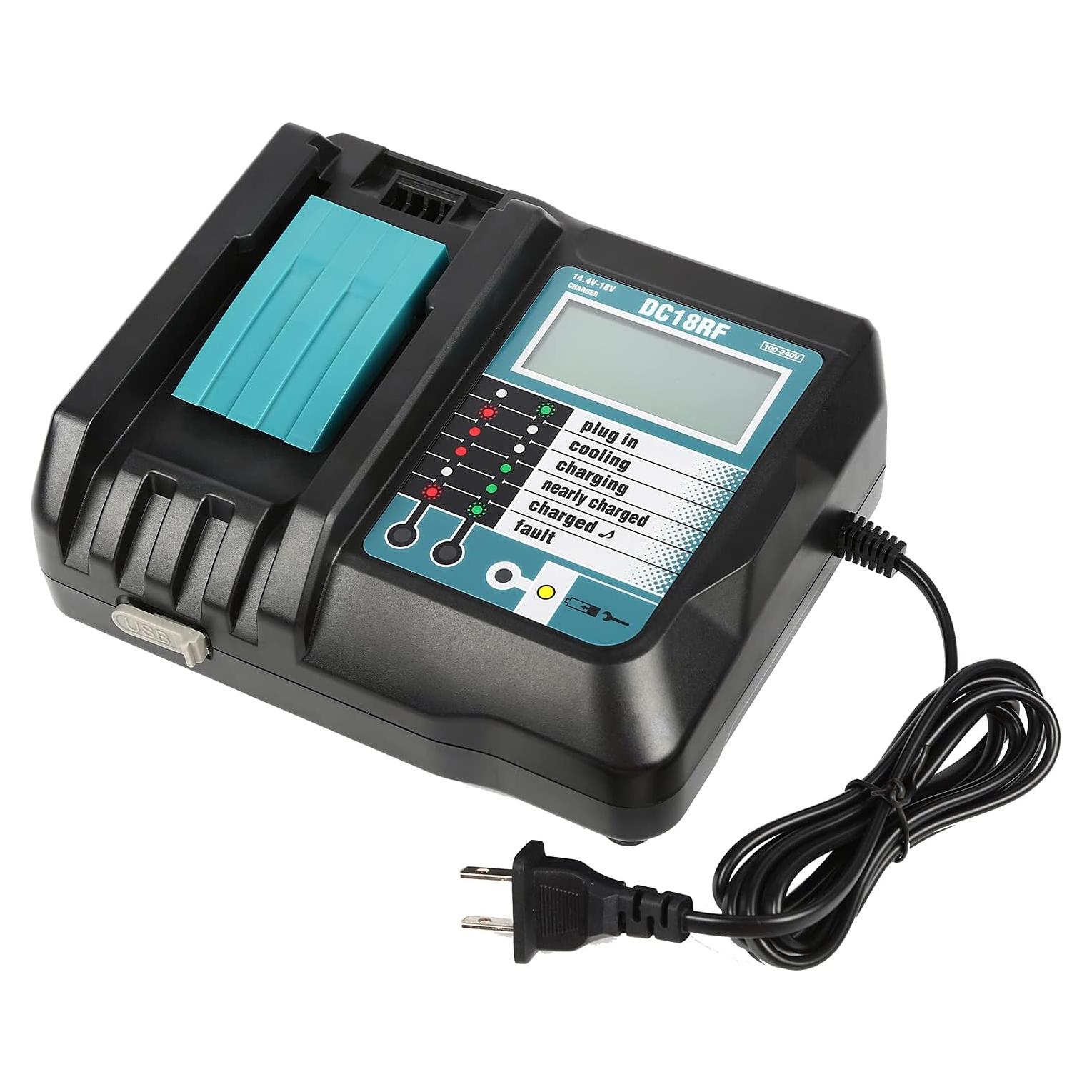 Cargador DC18RF Bslite 14.4V-18V con USB y Pantalla LCD