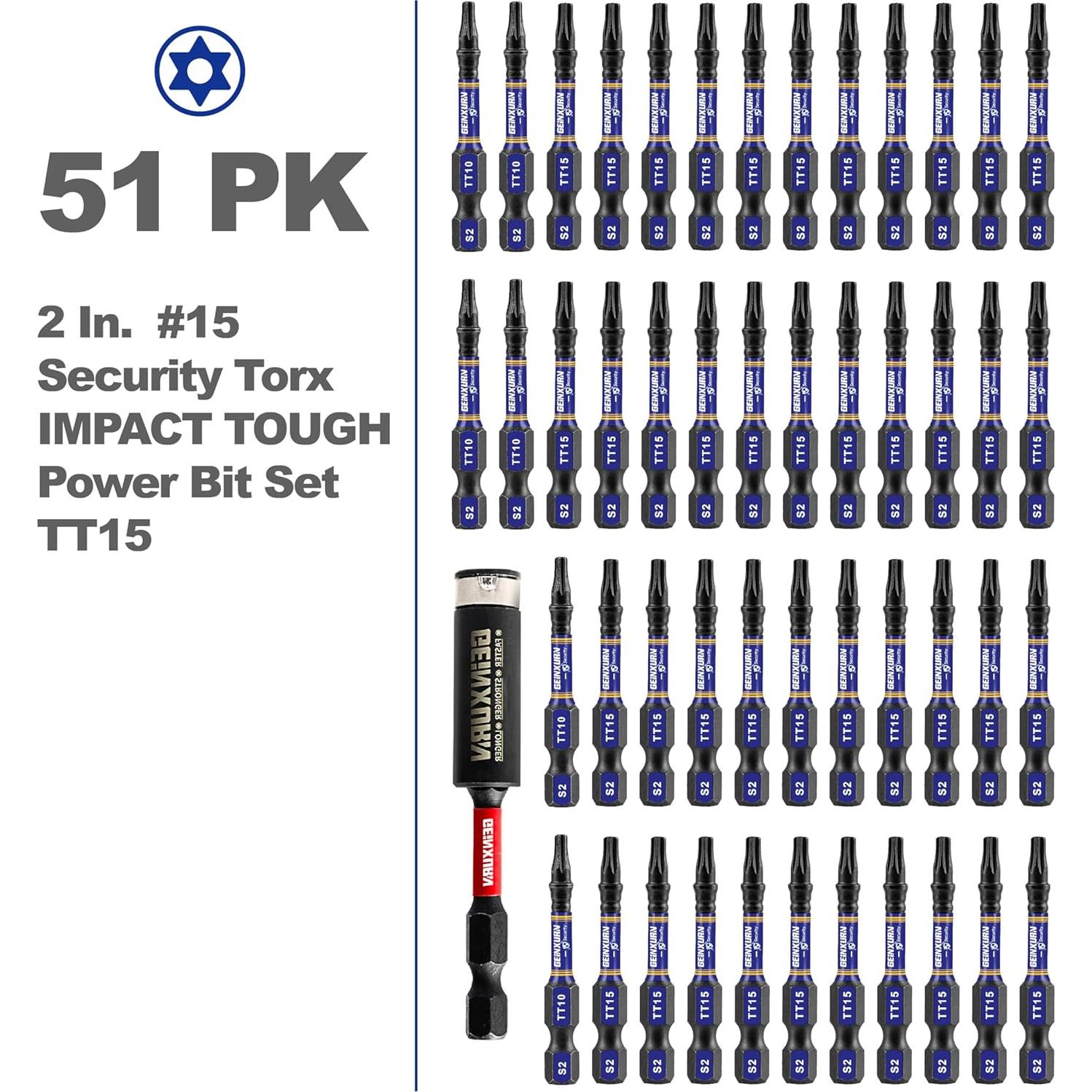 Juego de Puntas Torx T15 GEINXURN 51 Piezas 2,54 cm
