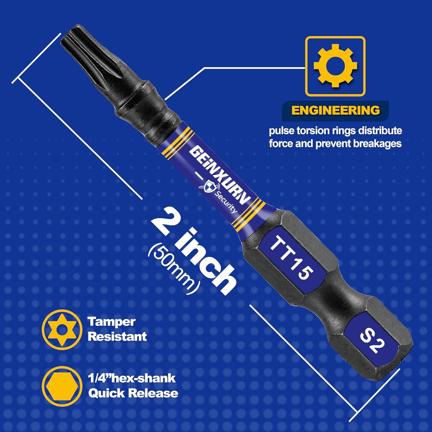 Juego de Puntas Torx T15 GEINXURN 51 Piezas 2,54 cm